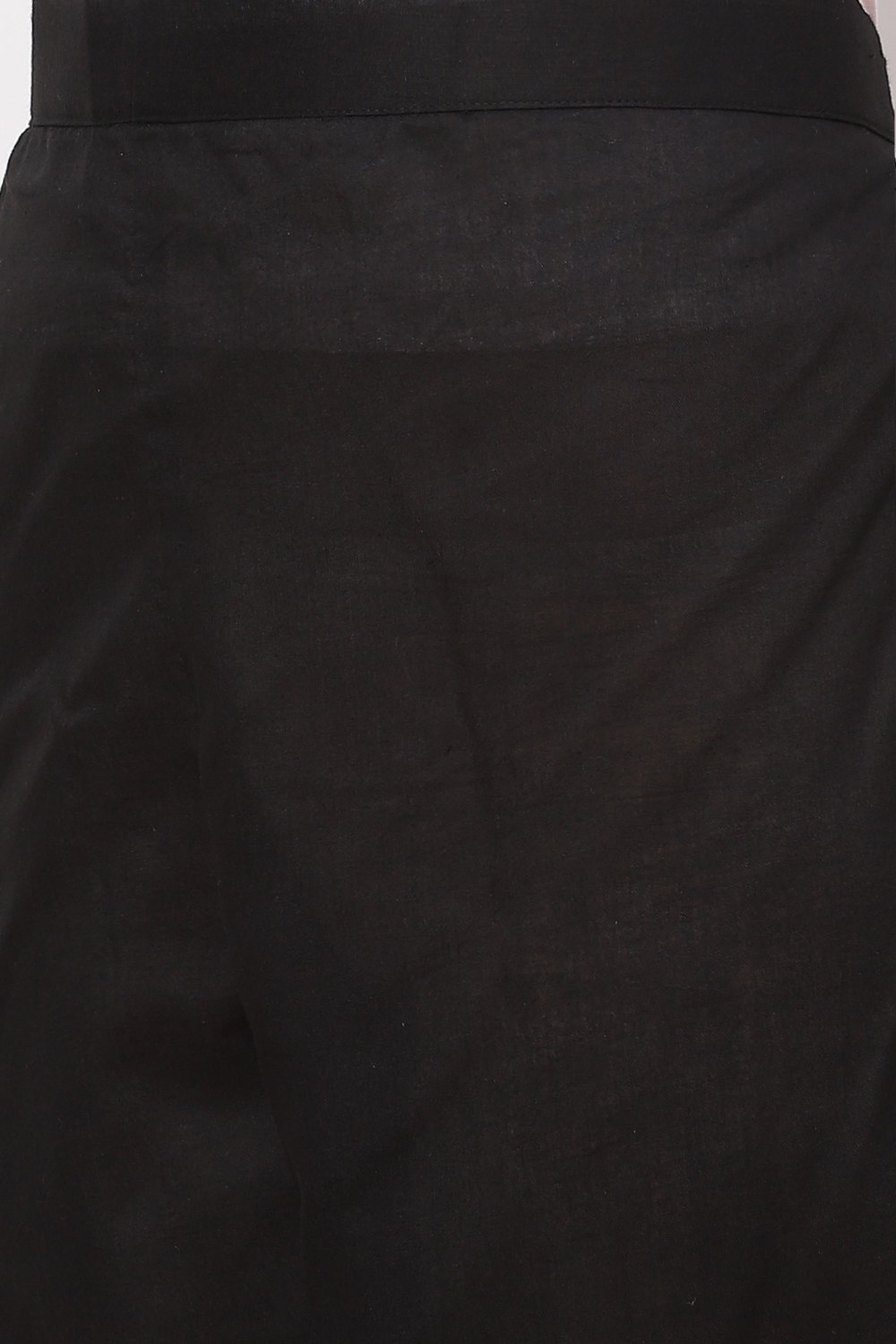 Black Cotton Unstitched Dress Material Suit Set image number 6