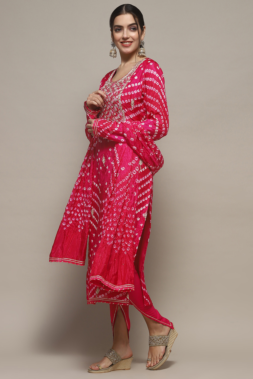 Orange Silk Blend Unstitched Suit set image number 5