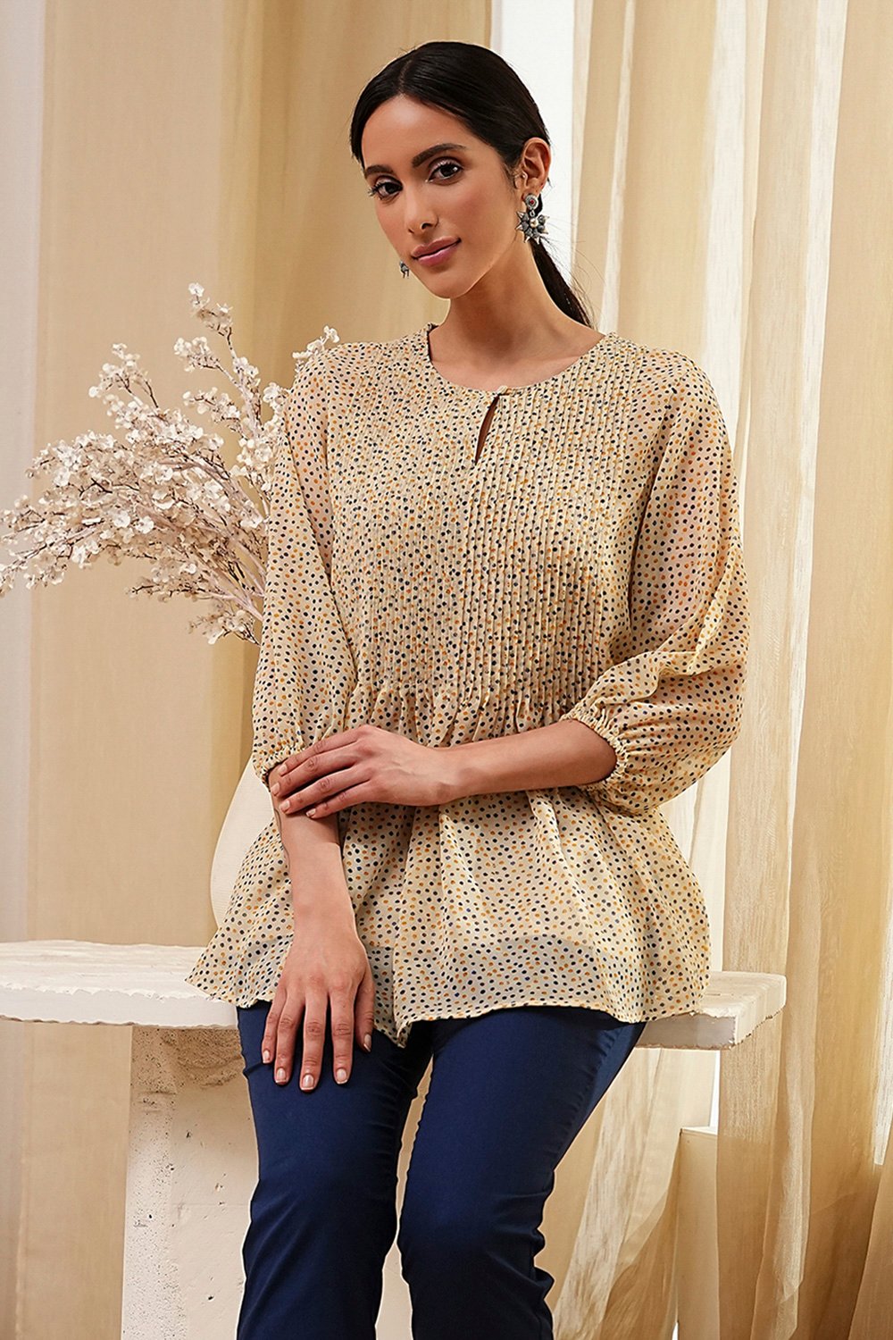 Beige Straight Kurta image number 0