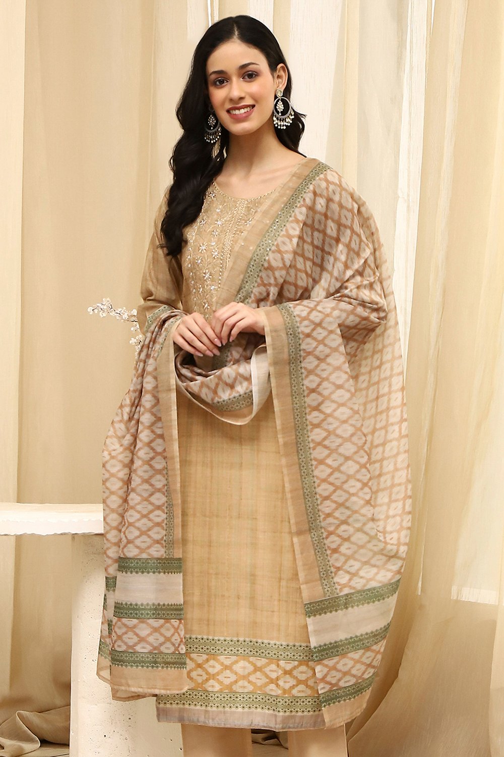 Pink Cotton Machine-Embroidered Unstitched Suit Set image number 8