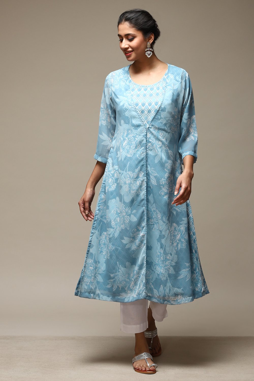 Coral LIVA Blend Straight Printed Kurta image number 6