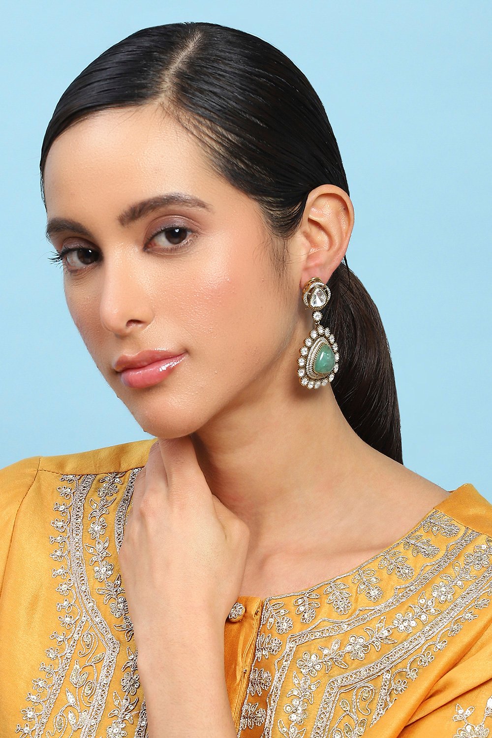 Mint Green Brass Drop & Danglers image number 3