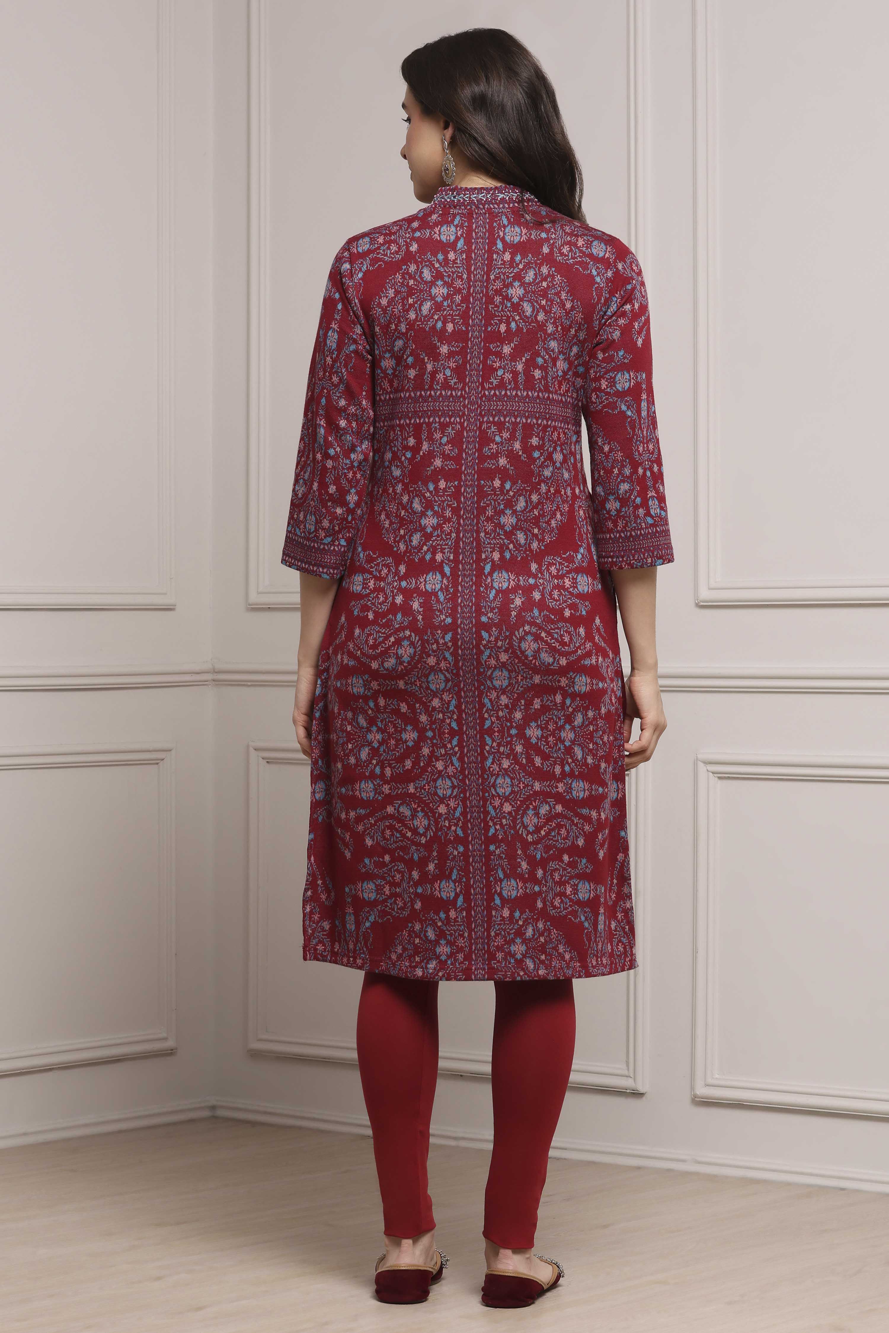 Emerald Green Cotton Blend Yarndyed Straight Kurta image number 3