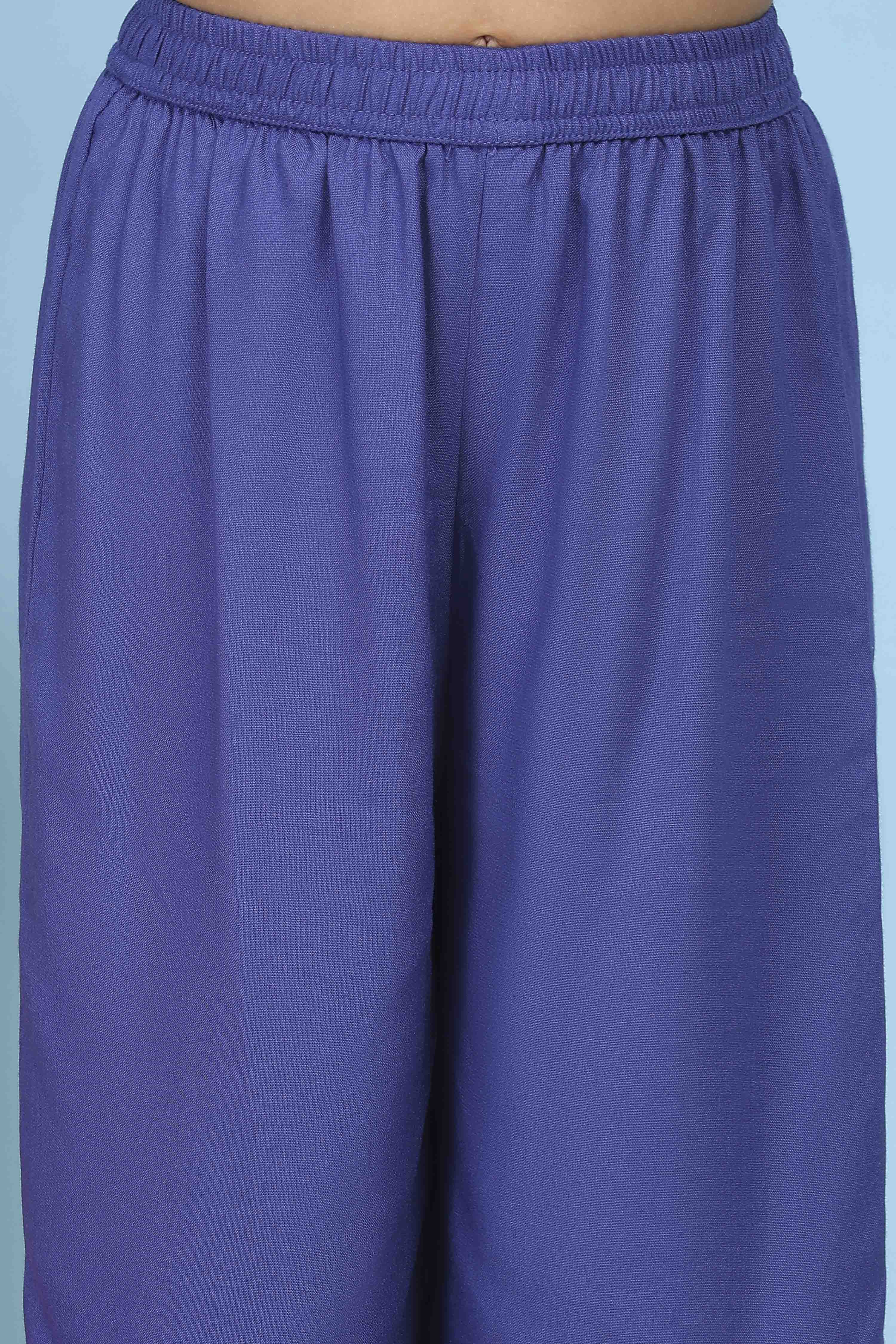 Blue Cotton Striped Straight Suit Set image number 2