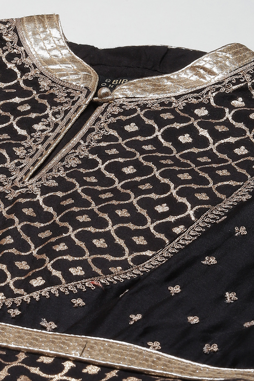 Black Cotton Silk Anarkali Yarndyed Suit Set image number 1