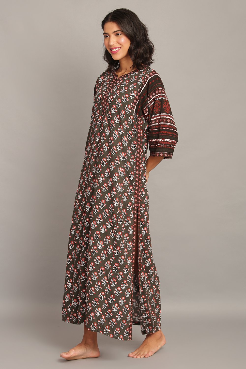 Blue Cotton Straight Printed Sleepwear image number 2