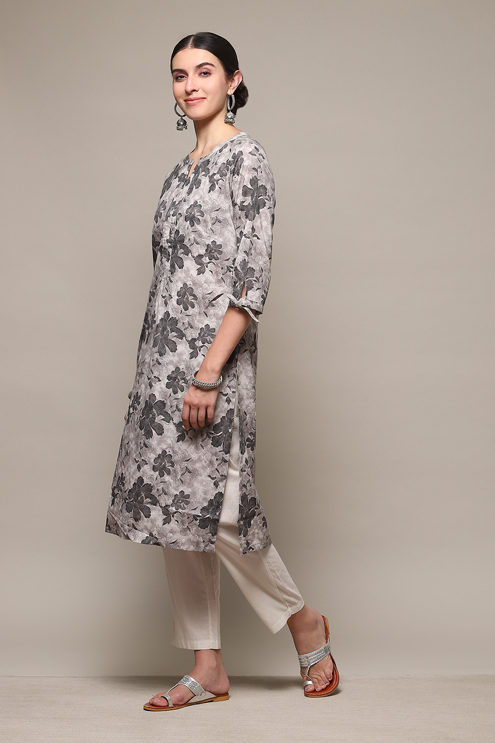 Brick Cotton Straight Kurta Pants Set image number 3