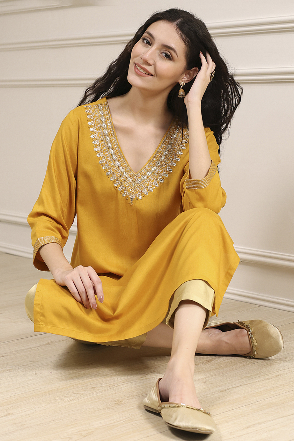Blue Solid Straight Kurta image number 0