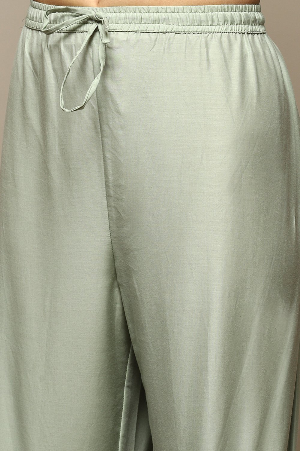 Green Cotton Blend Straight Yarndyed Kurta Suit Set image number 2
