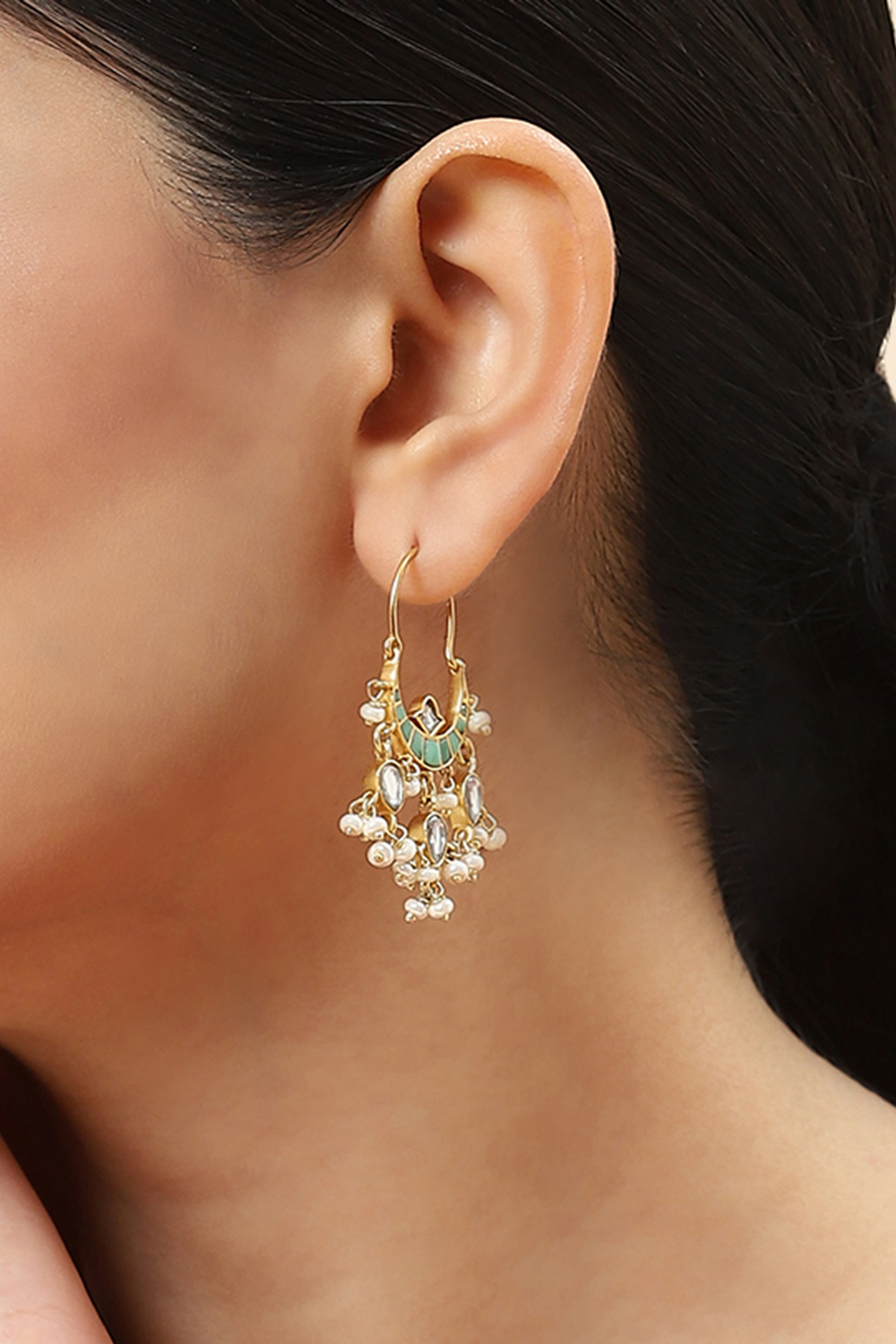 Green 925 Sterling Silver Earrings image number 1