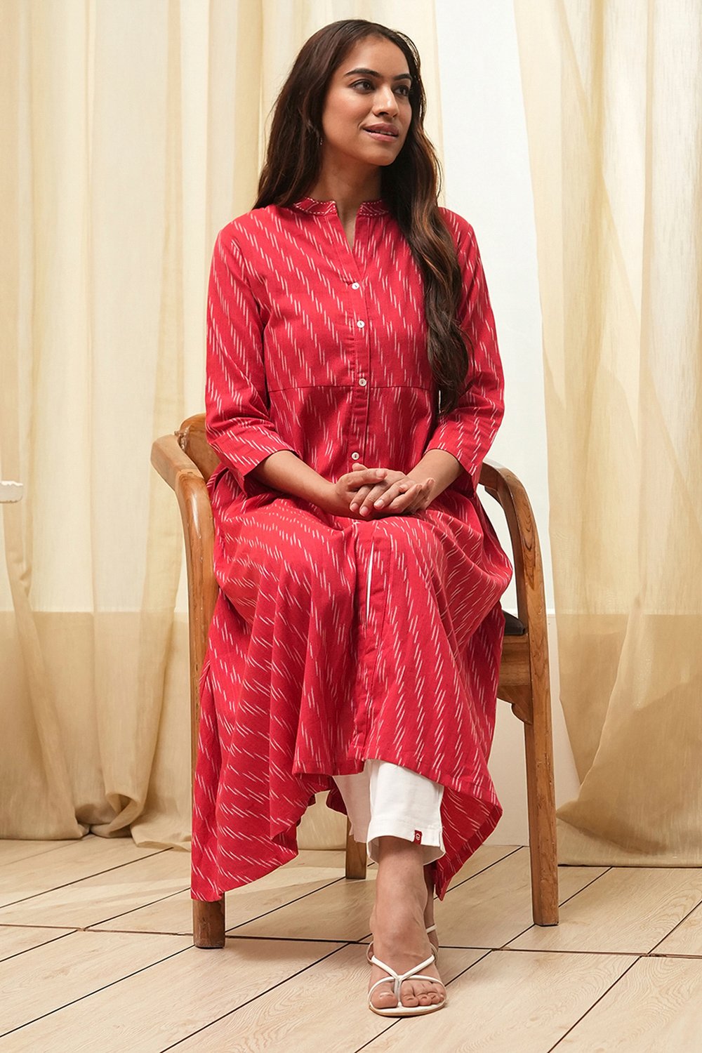 Marron Cotton Short Yarndyed Kurti image number 0