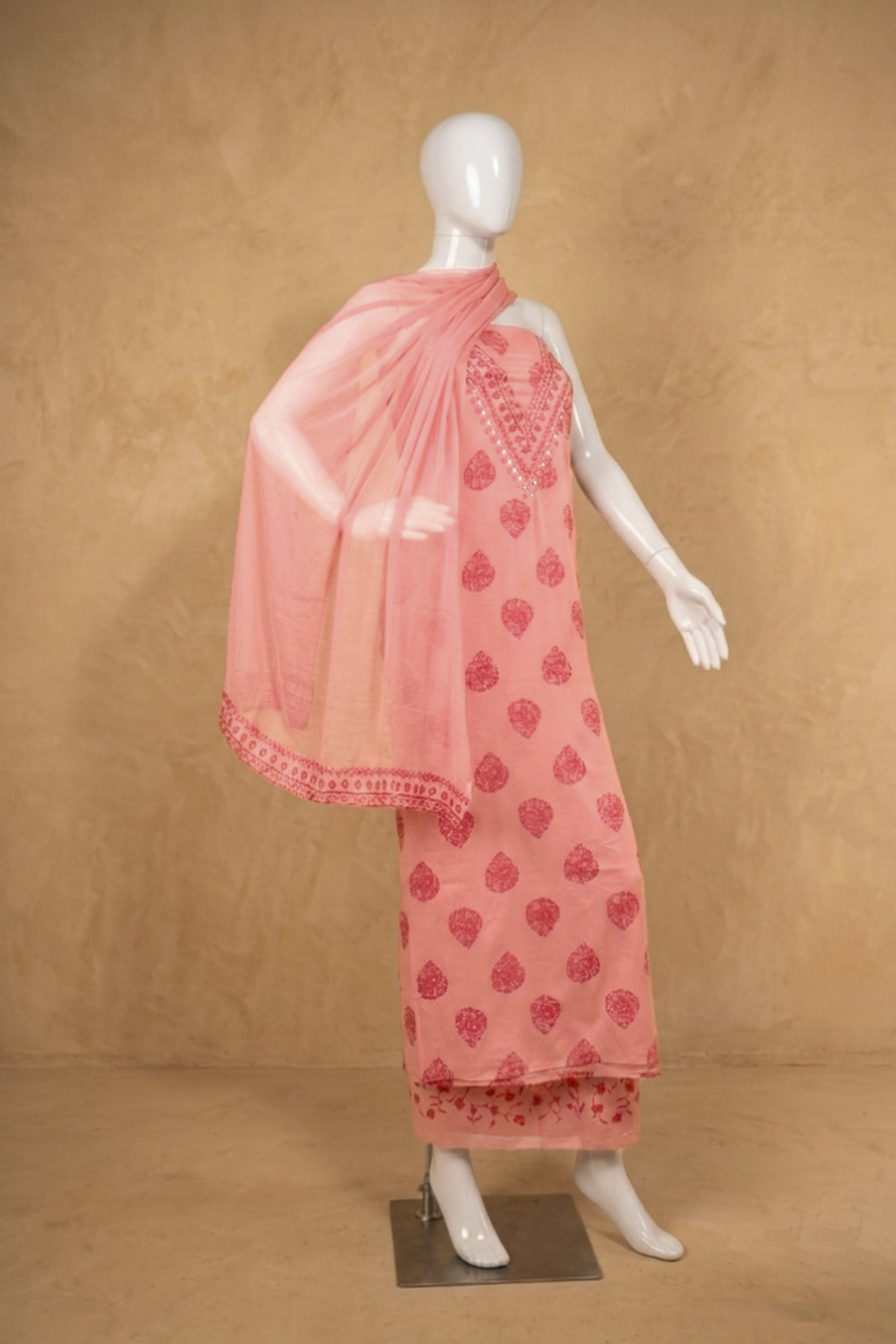 Pastel Cotton Printed Unstitched Suit Set image number 4