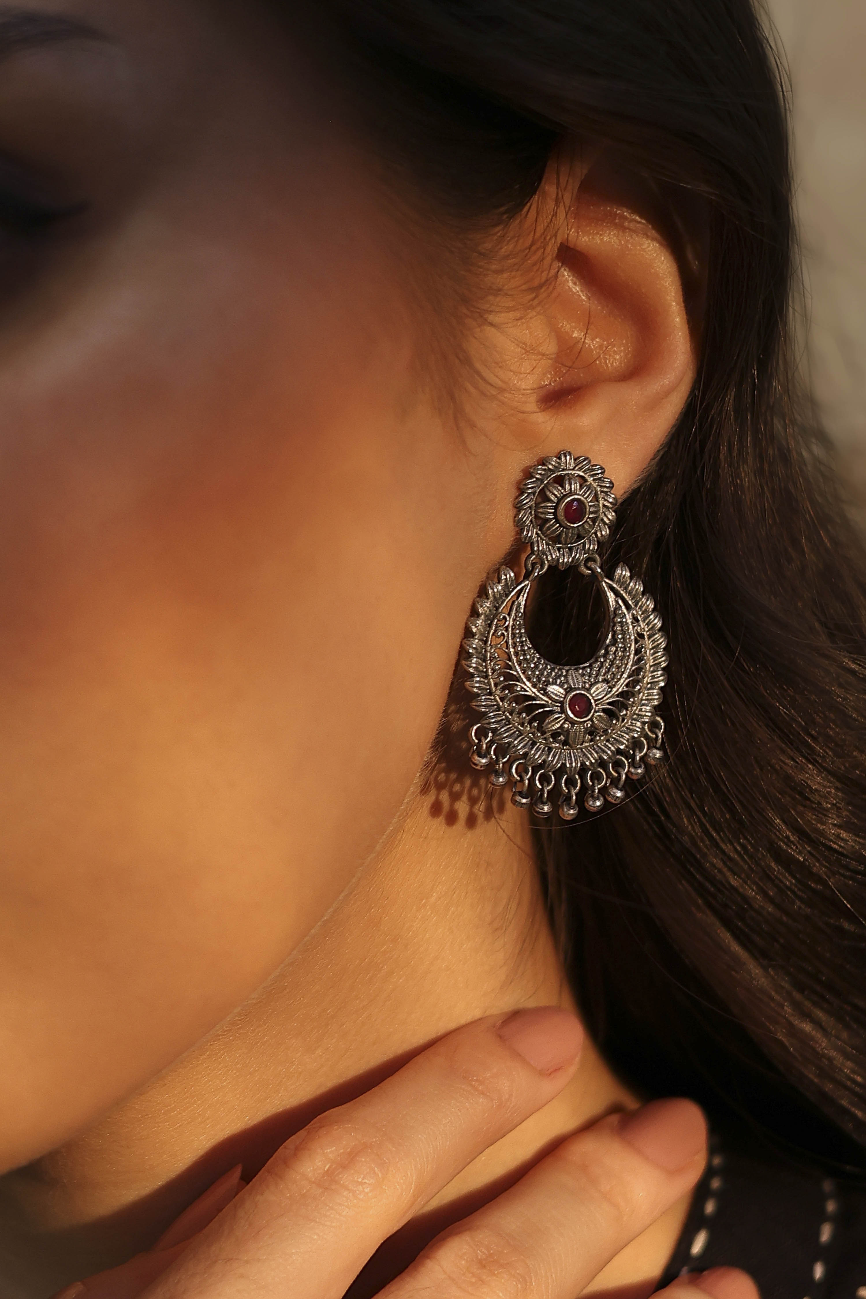 Oxid Pink Brass Oxidised Chaandbali image number 1