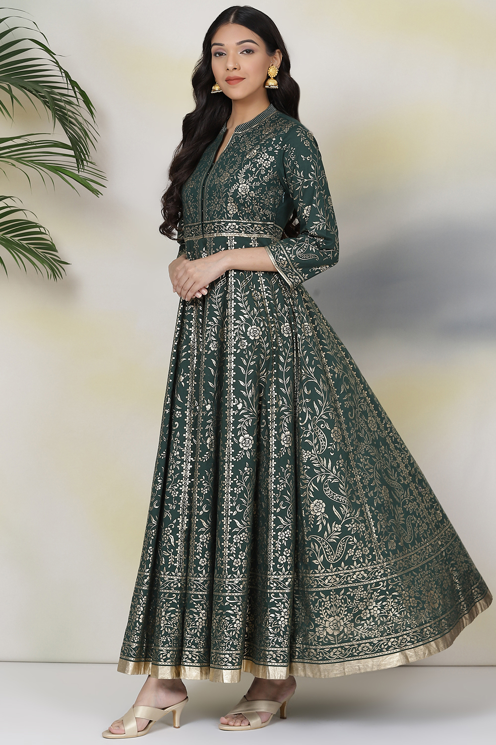 Green Cotton Fusion Dress image number 0