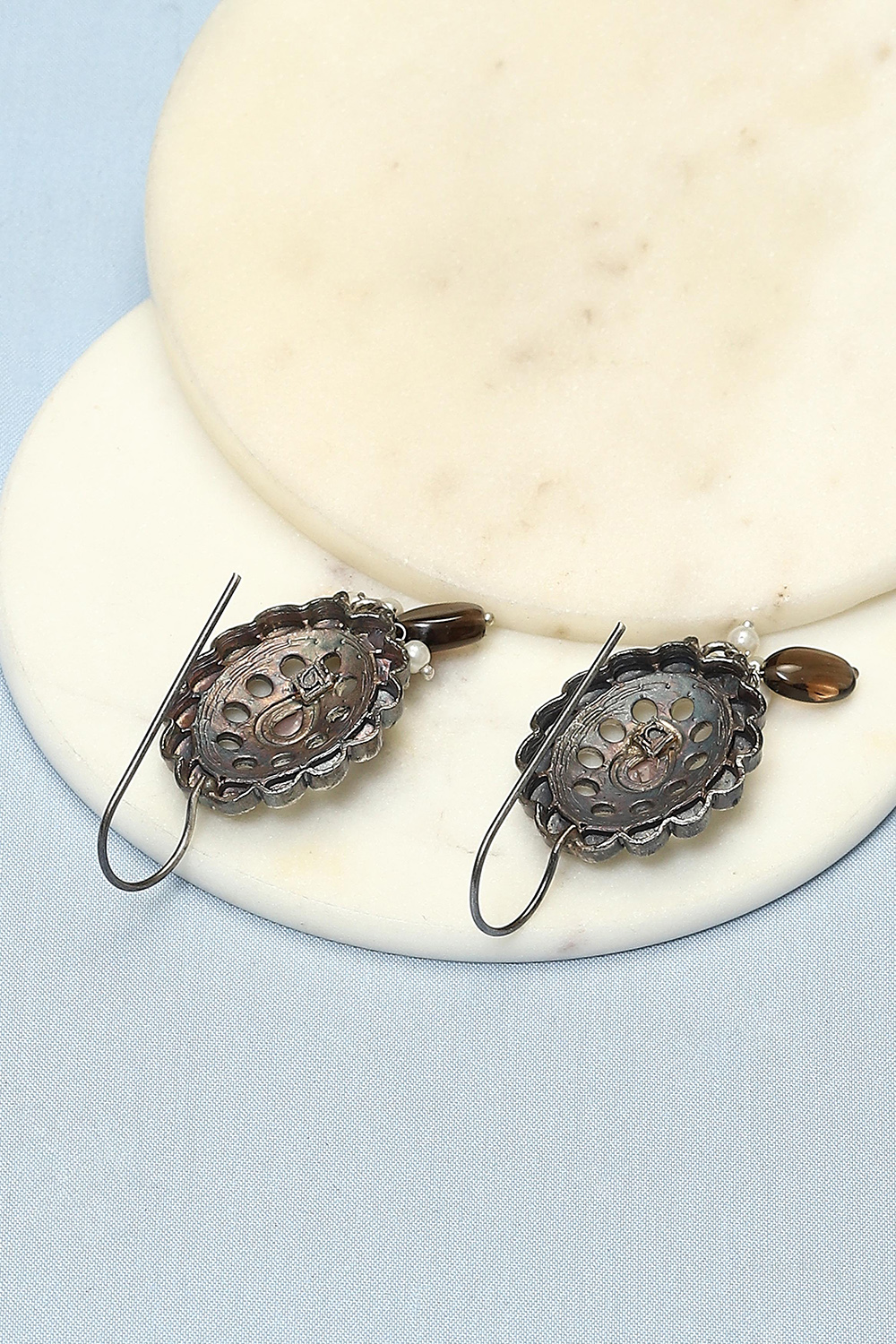 Oxidised Pink Brass Earrings image number 2