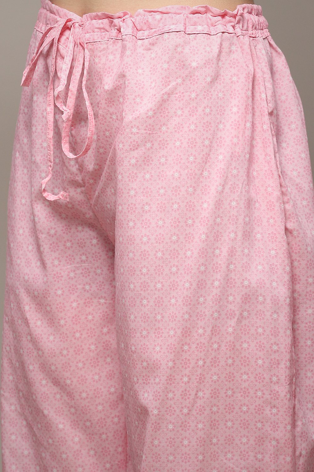 Powder Blue Cotton Straight Kurta Palazzo Suit Set image number 6
