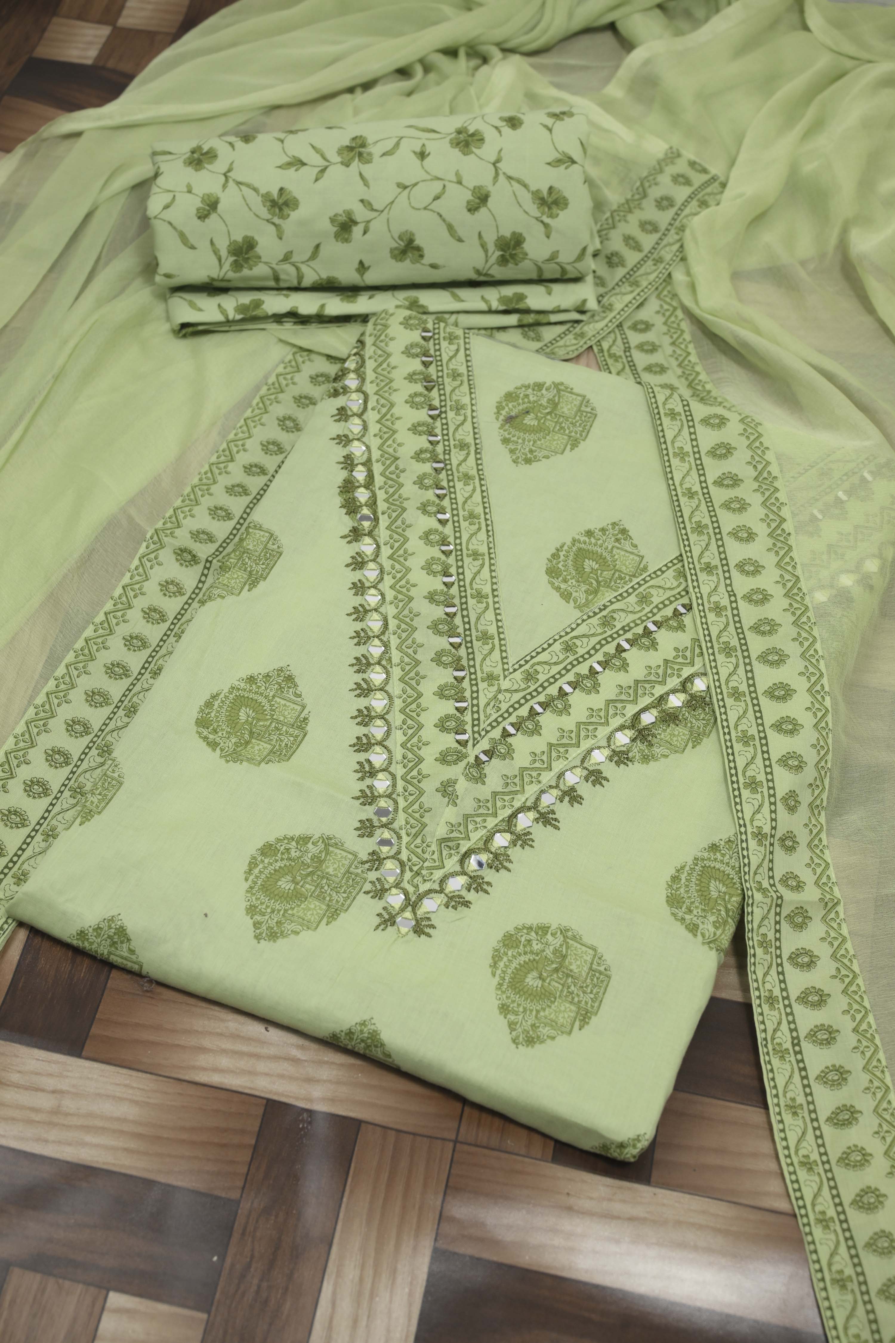 Pastel Cotton Printed Unstitched Suit Set image number 0