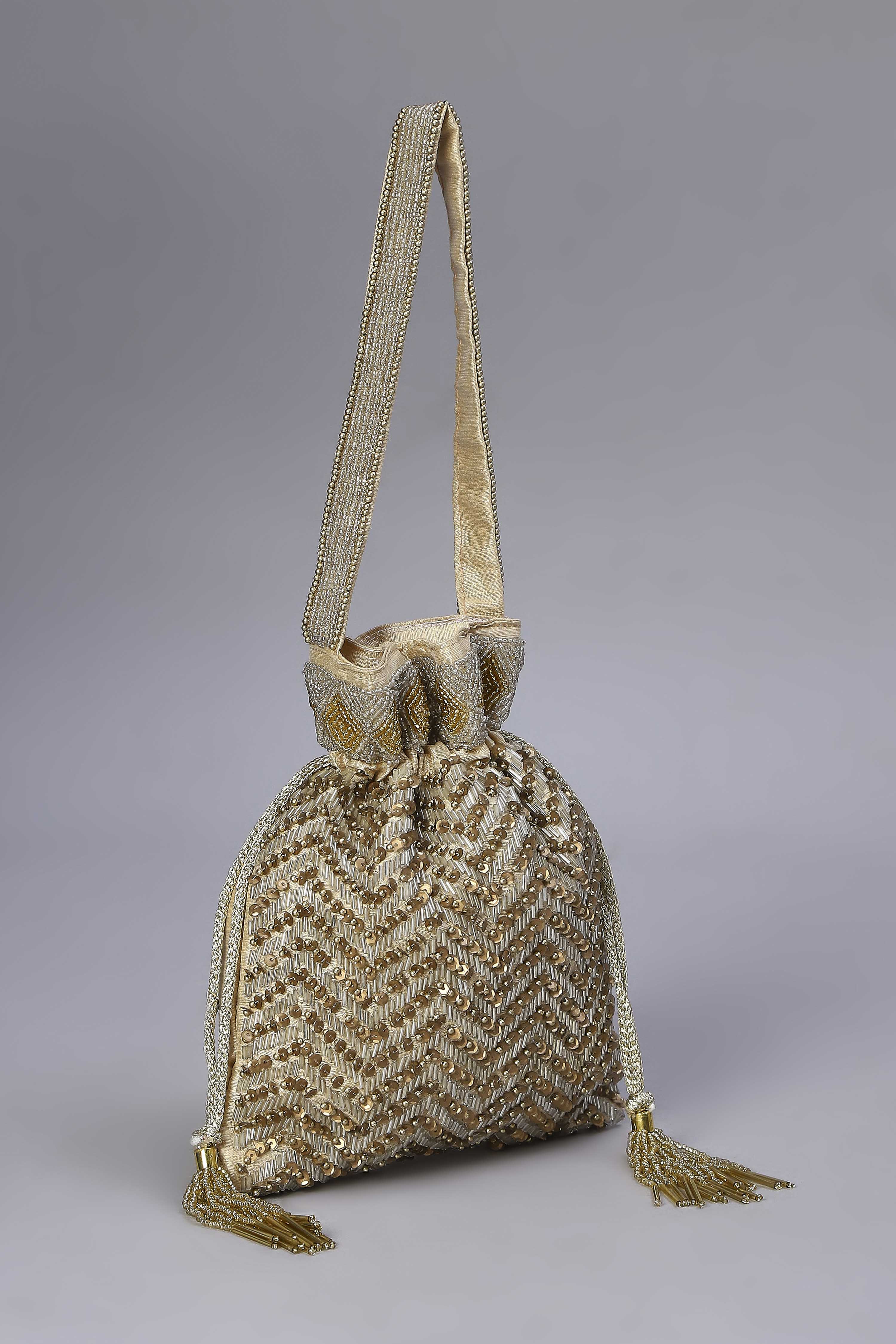 Gold Fabric Potli Bag image number 3