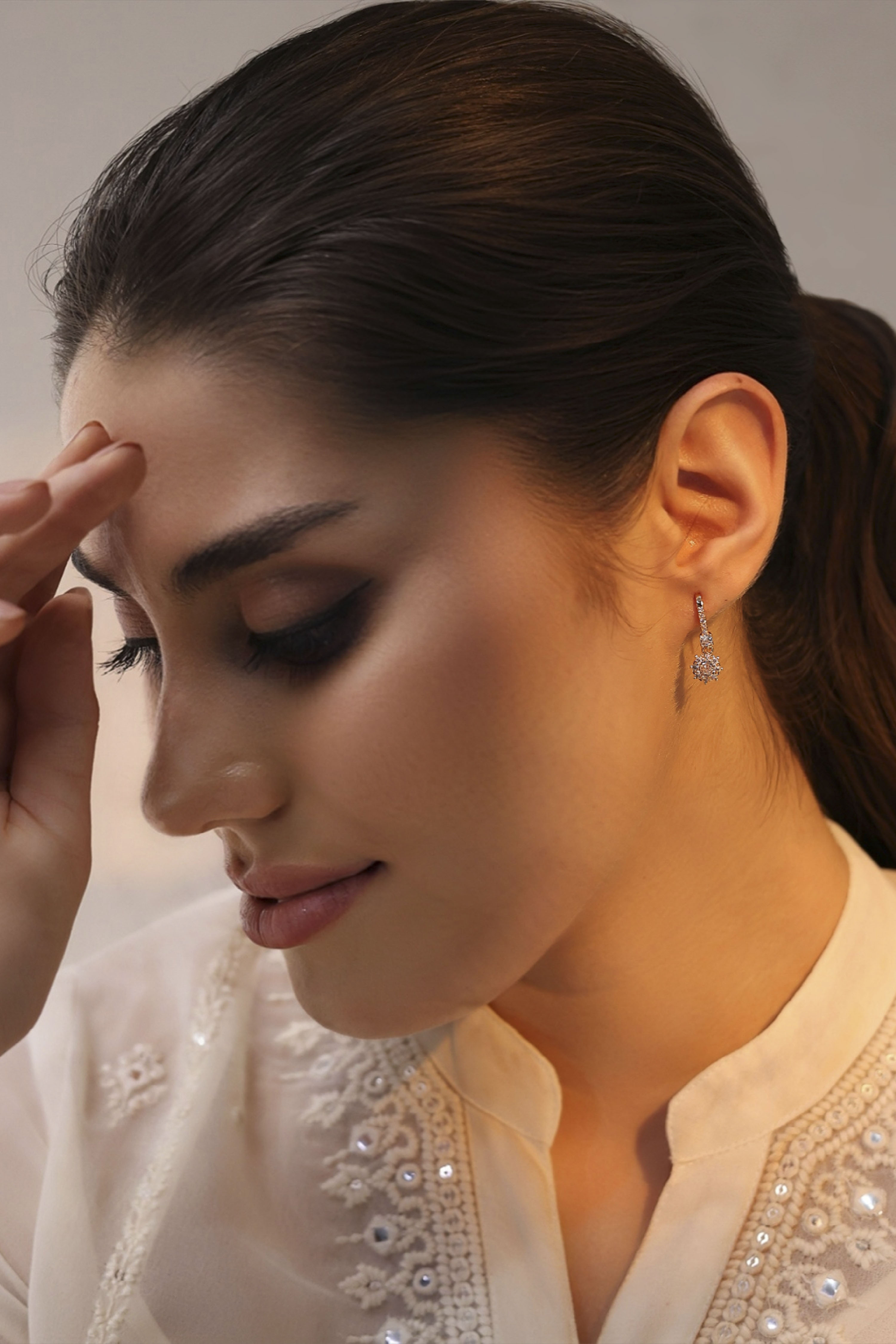 White Brass Cz Drop & Danglers image number 2