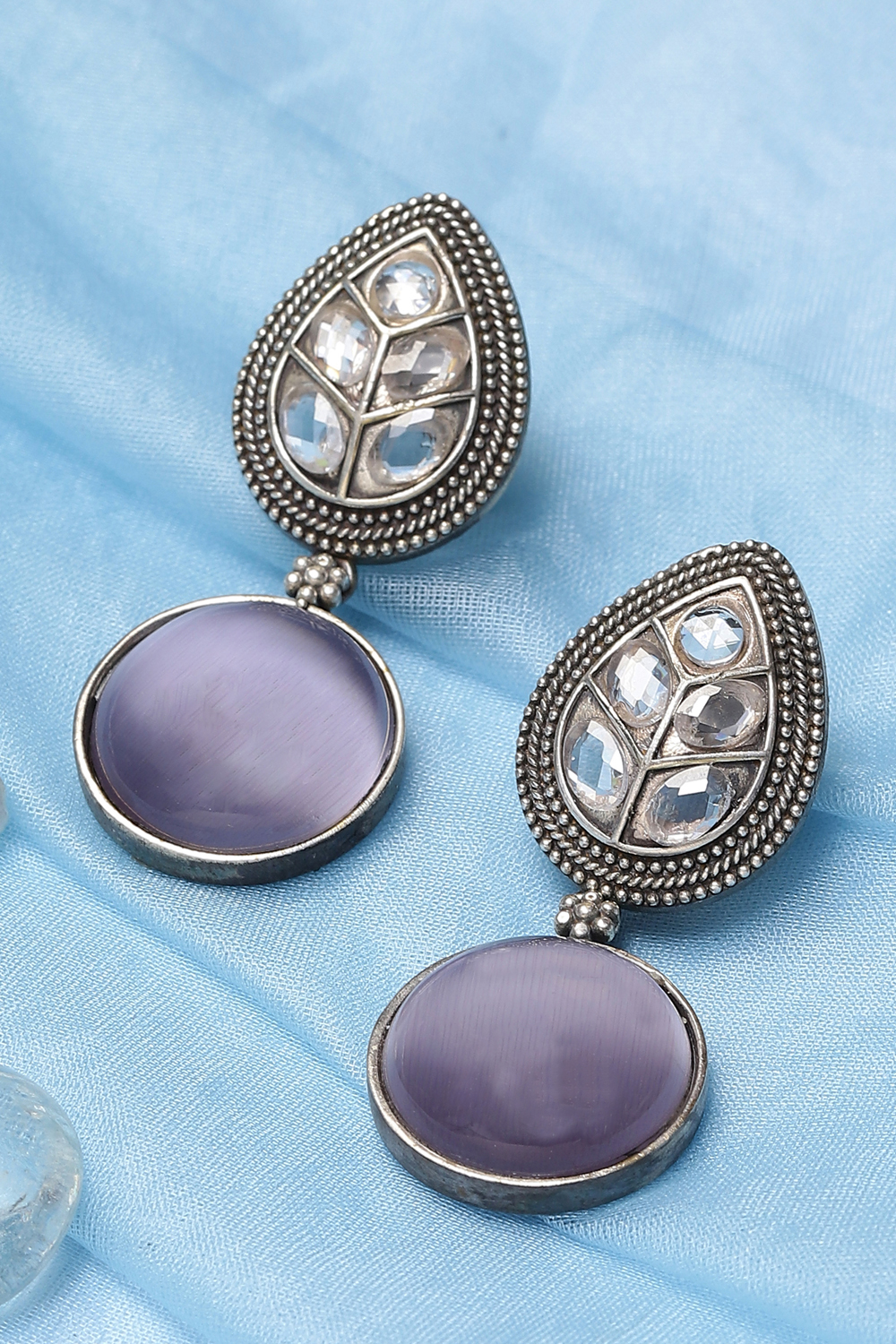 Light Purple Oxidised Earrings image number 0
