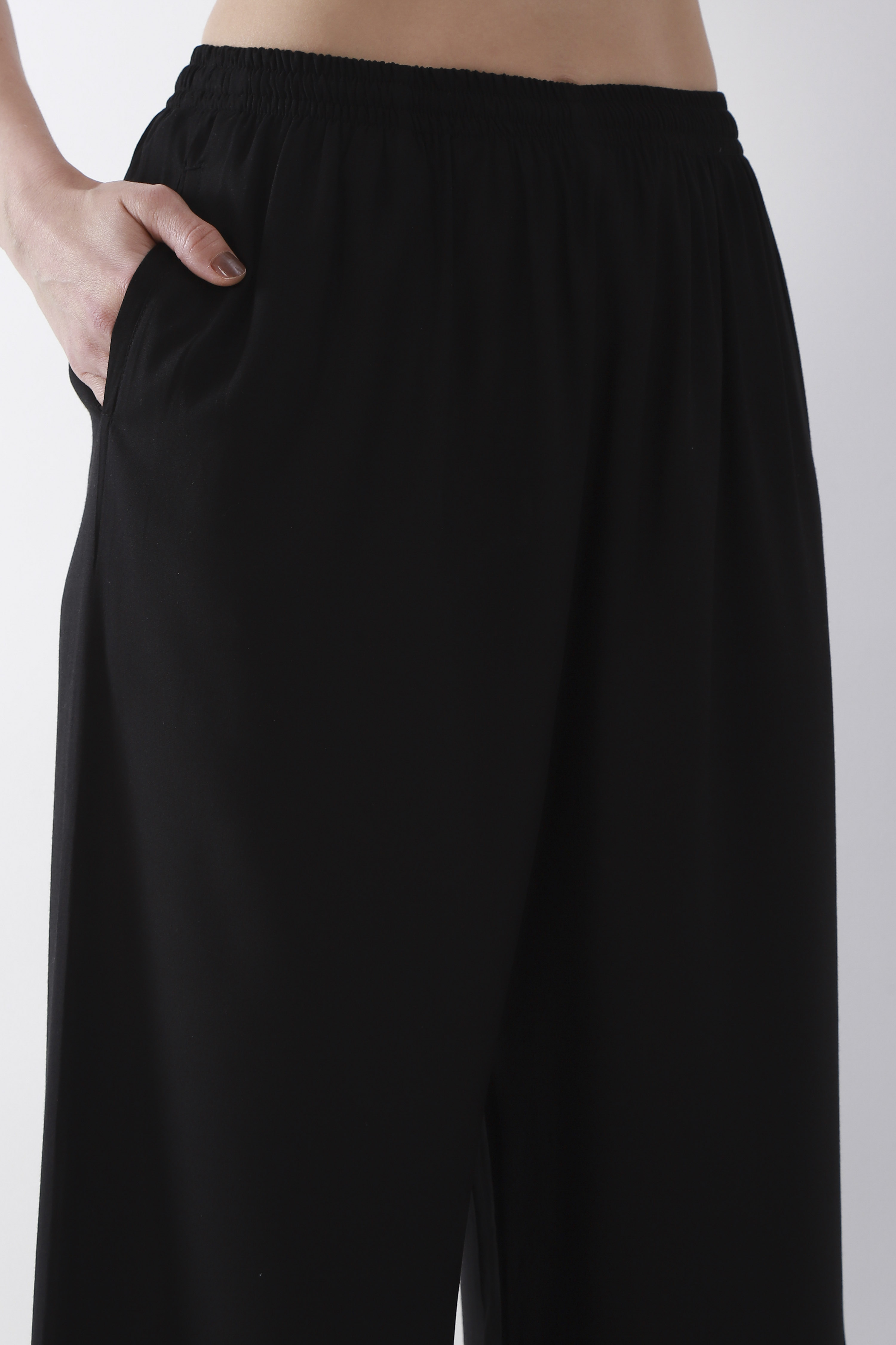 Blue Viscose Rayon Straight Palazzos image number 1
