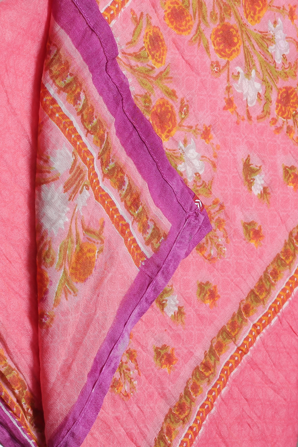 Pink chanderi cotton Printed Dupatta image number 3