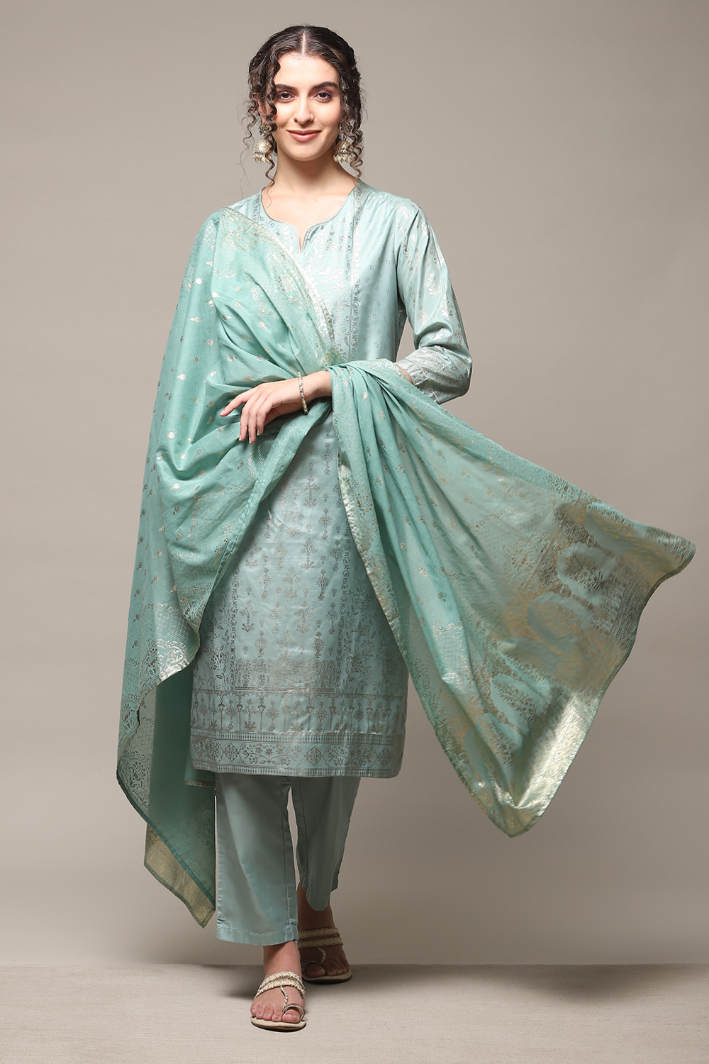 Pink Cotton Straight Kurta Regular Pant Suit Set image number 0