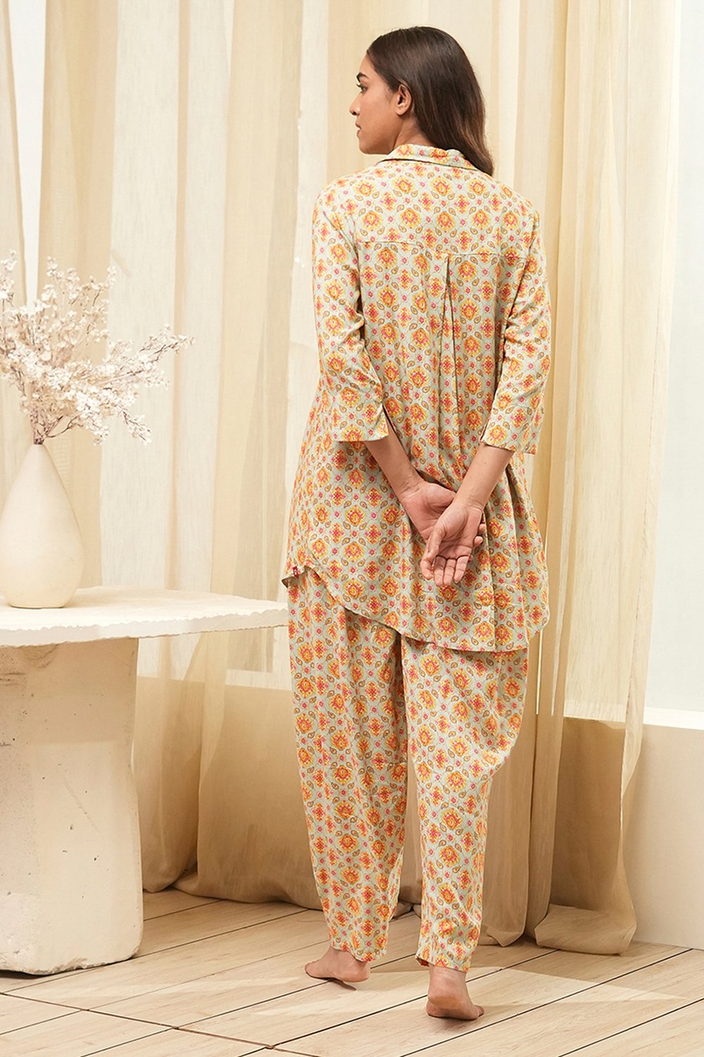 Powder Blue Rayon Printed 2 Piece Sleepwear Set image number 4