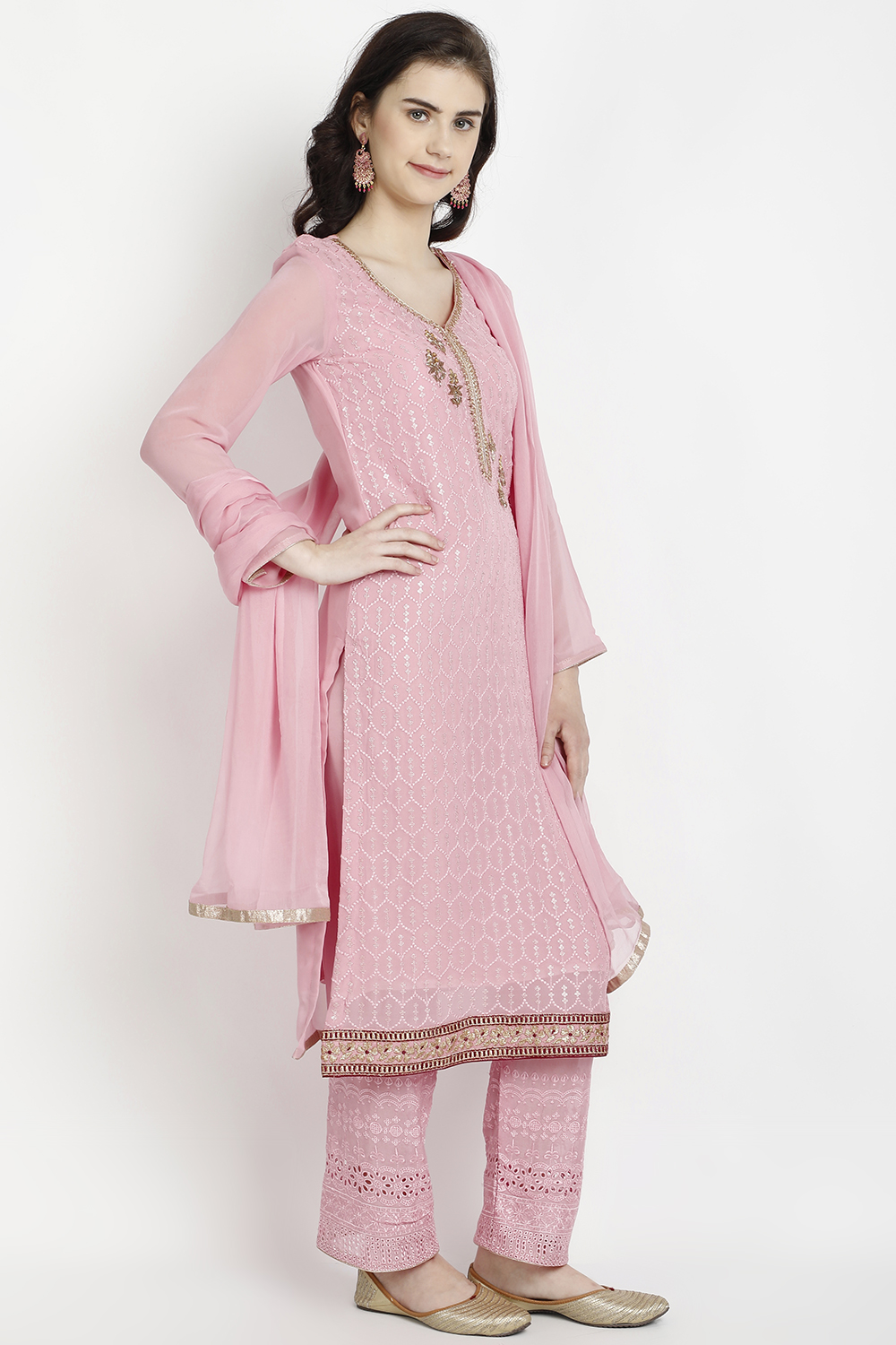 Lavender Georgette Easy Stitch Suit Set image number 2