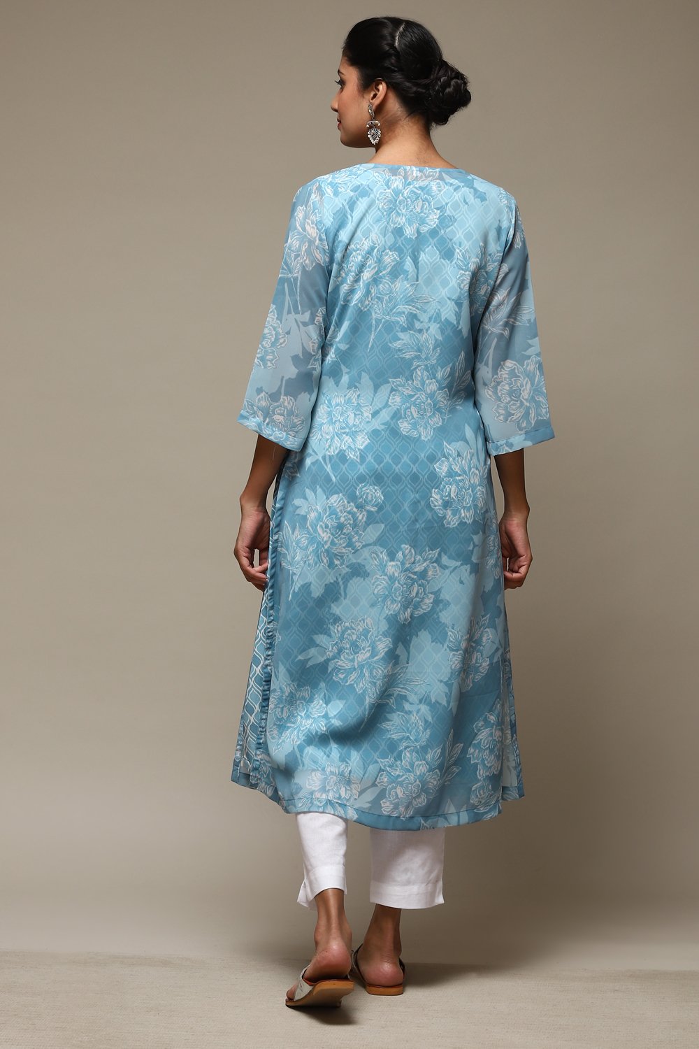 Coral LIVA Blend Straight Printed Kurta image number 4