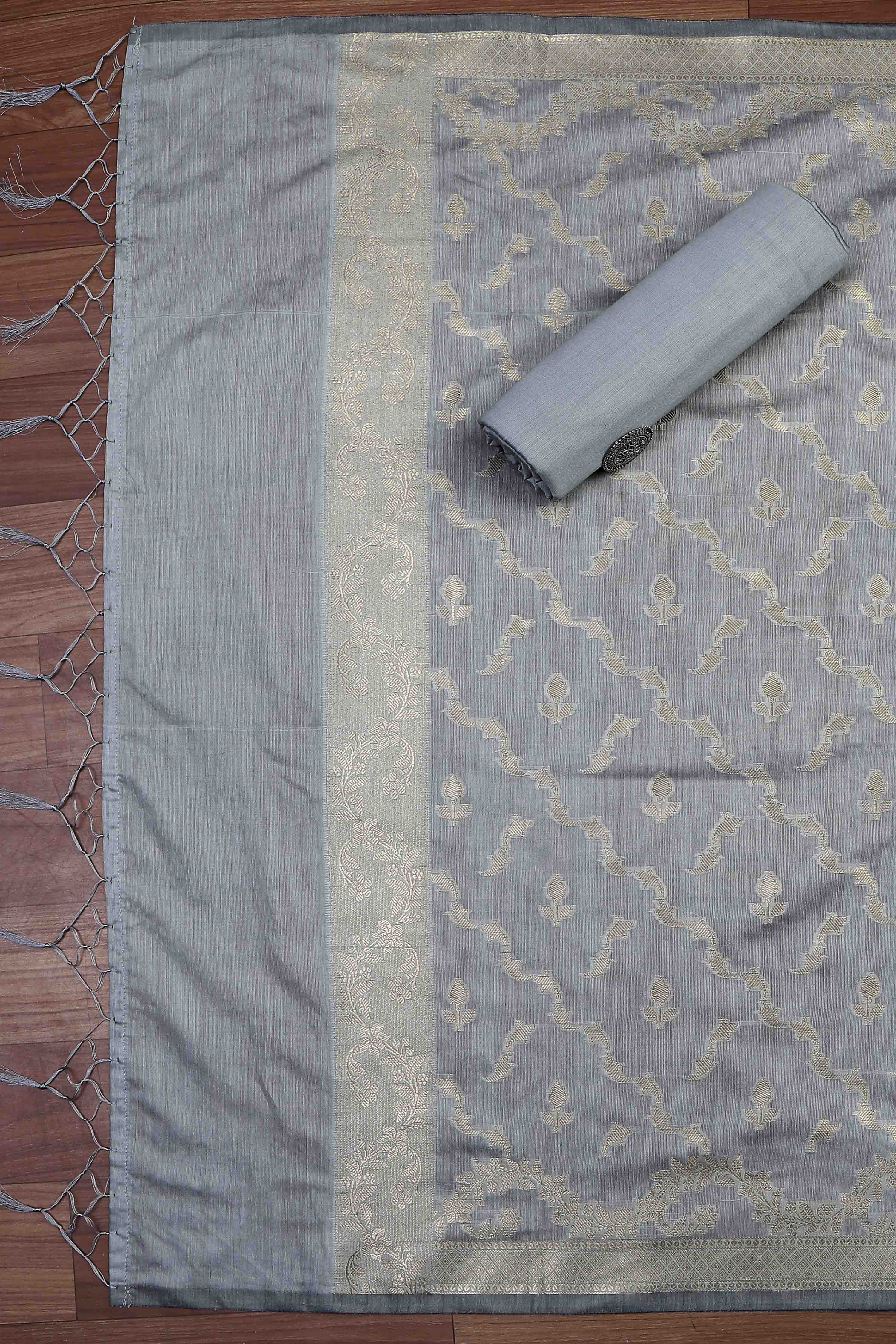 Lavender Cotton Printed Embroidered Unstitched Suit Set image number 3