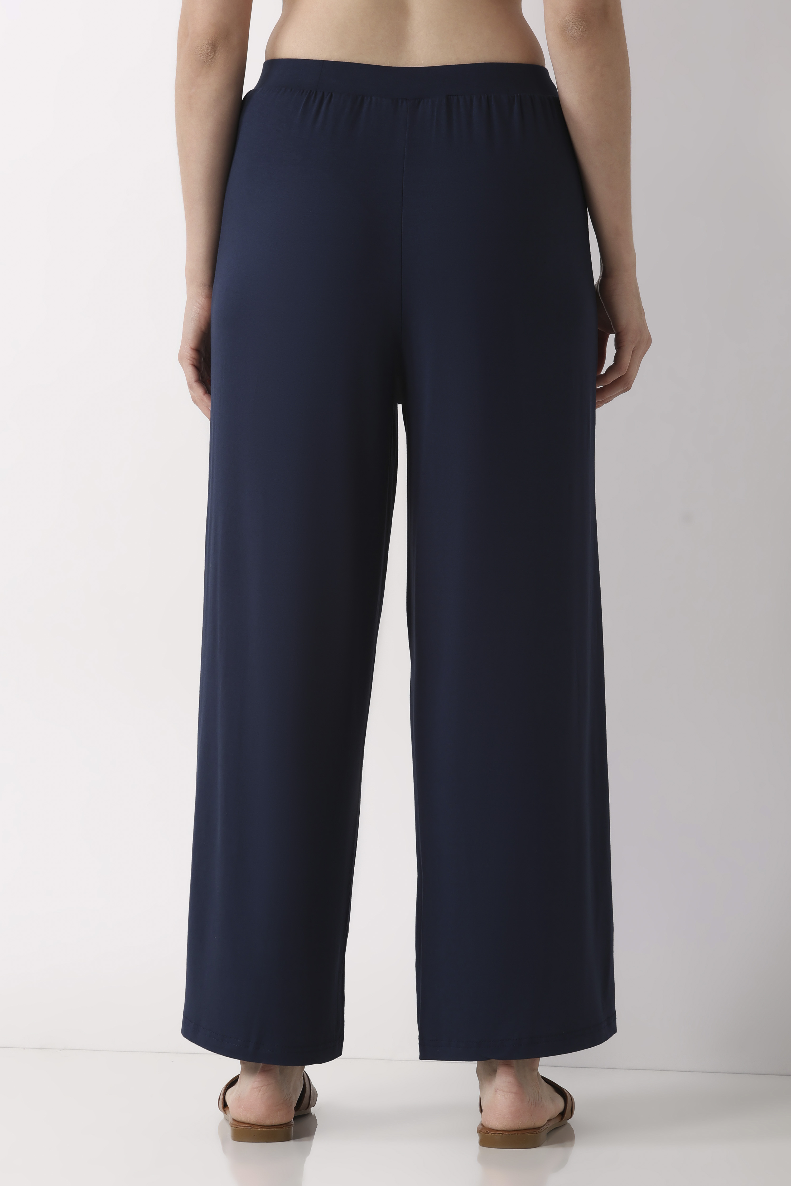 Black Viscose Lycra Relaxed Palazzos image number 5