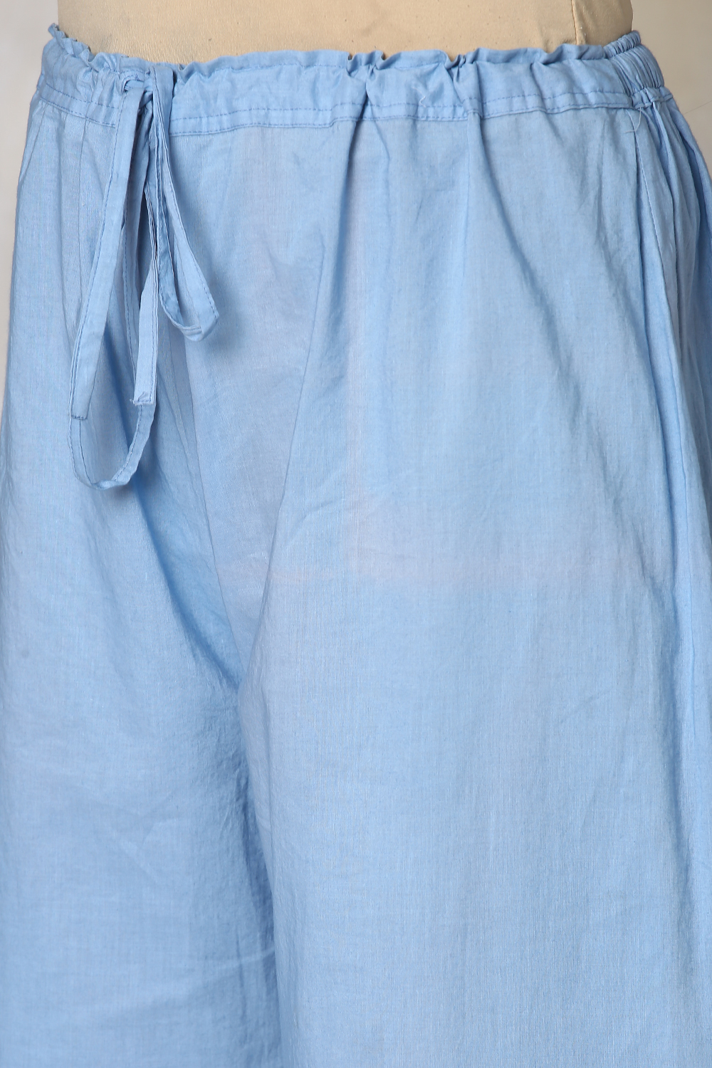 Light Blue Cotton Straight Kurta Palazzo Suit Set image number 2