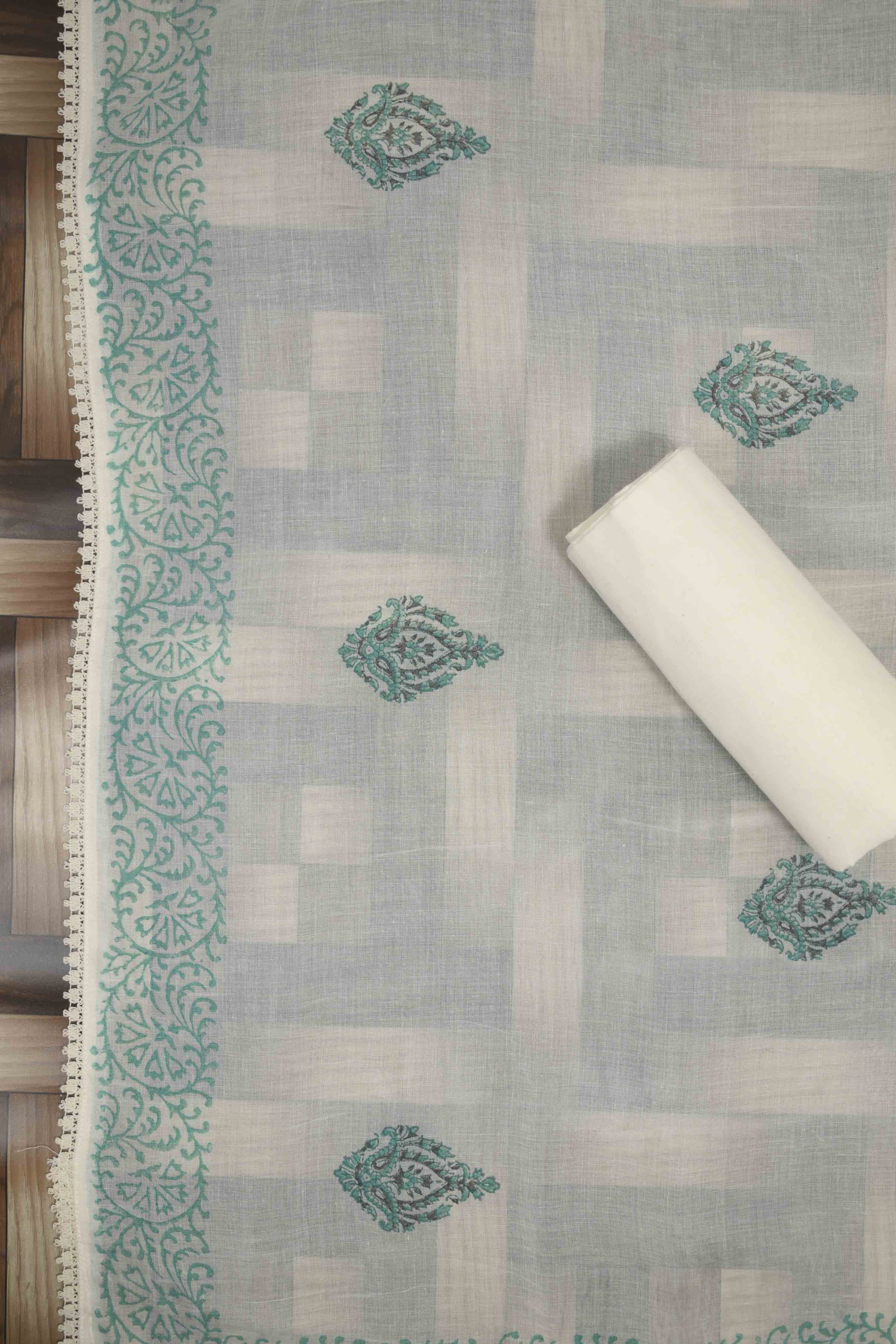Pink Cotton Viscose Printed Unstitched Suit Set image number 3