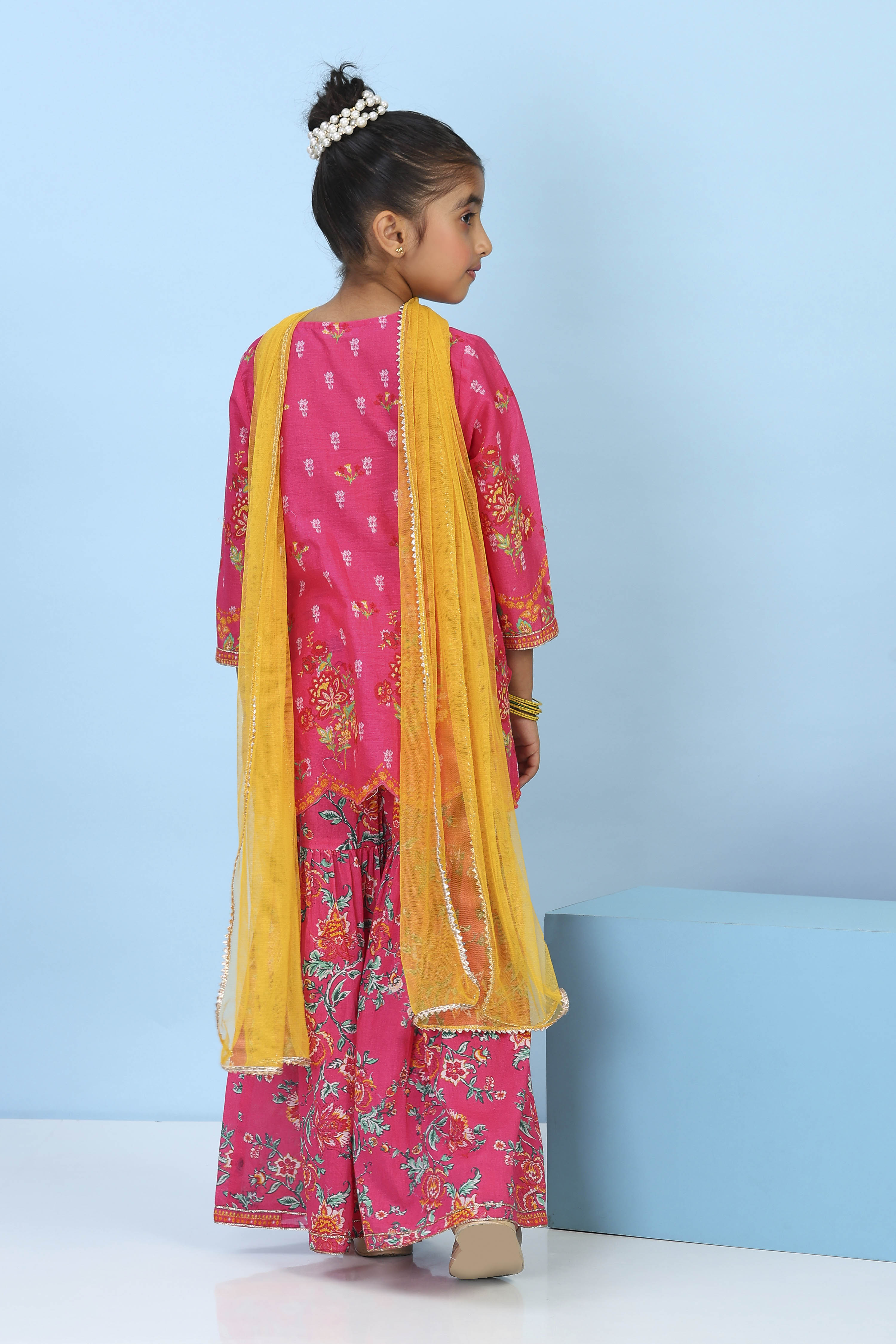Pink Cotton Printed Straight Suit Set image number 5