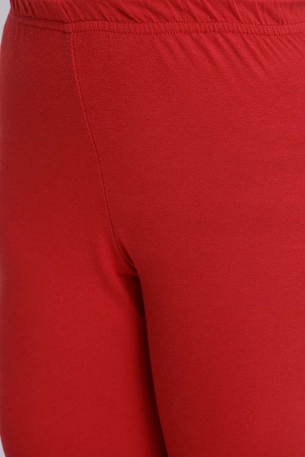 Deep Red Cotton Lycra Solid Leggings image number 1