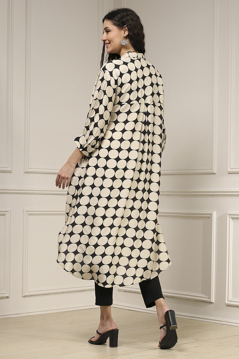 Ivory Viscose A-Line Printed Kurta image number 3