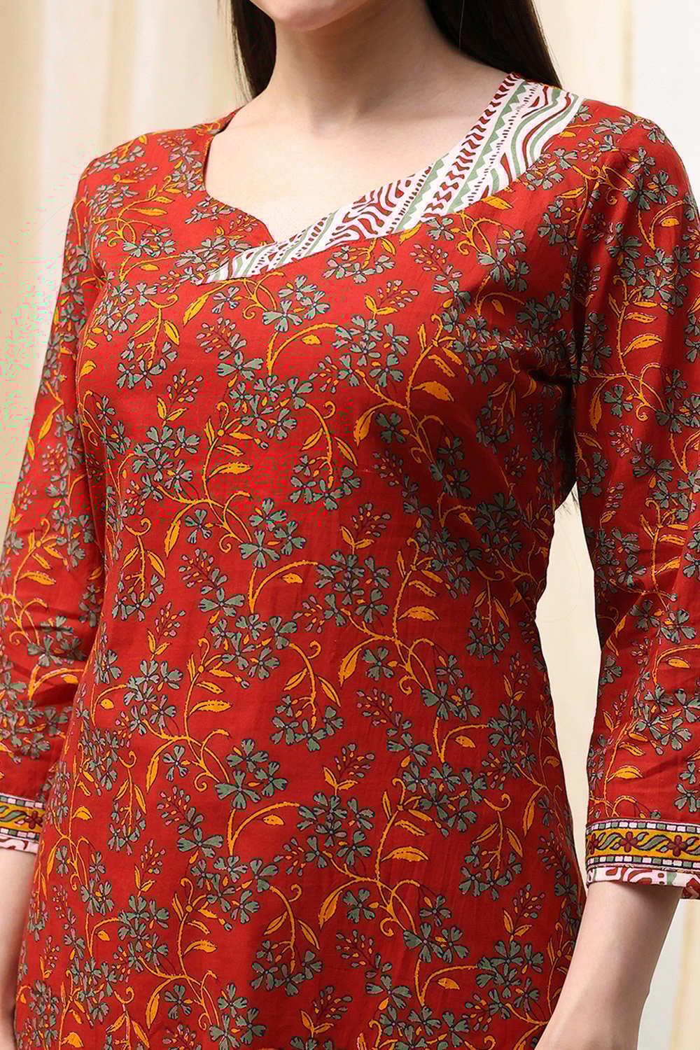 Royal Blue Cotton Screen Print Unstitched Suit Set image number 2