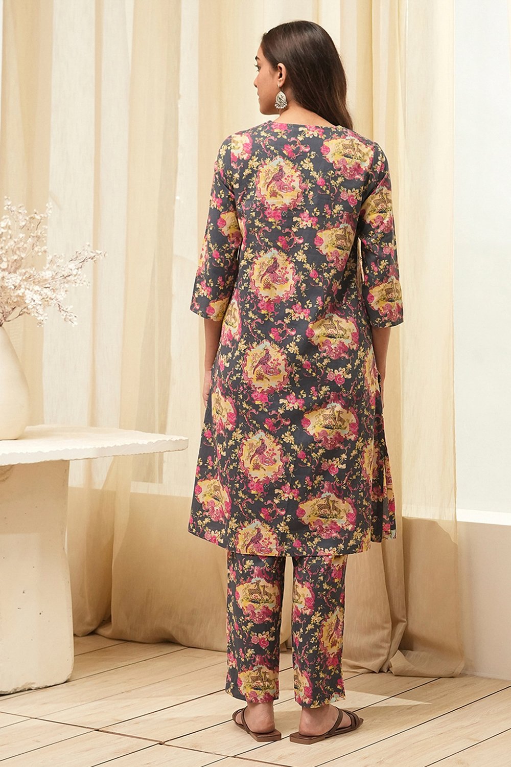 Navy Berry Rayon Flared 2 Piece Set image number 4