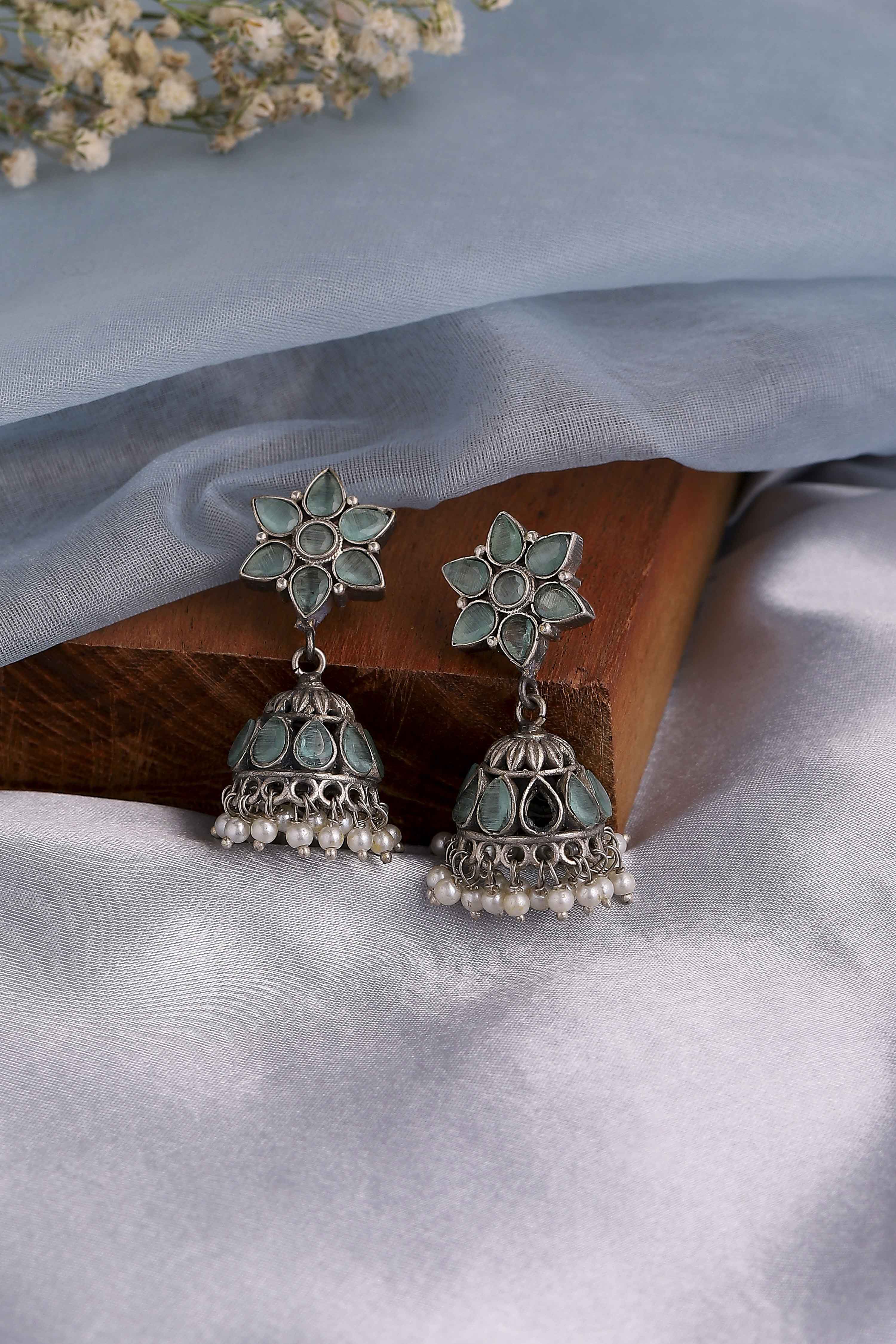 Mint Green Stone Earrings image number 0
