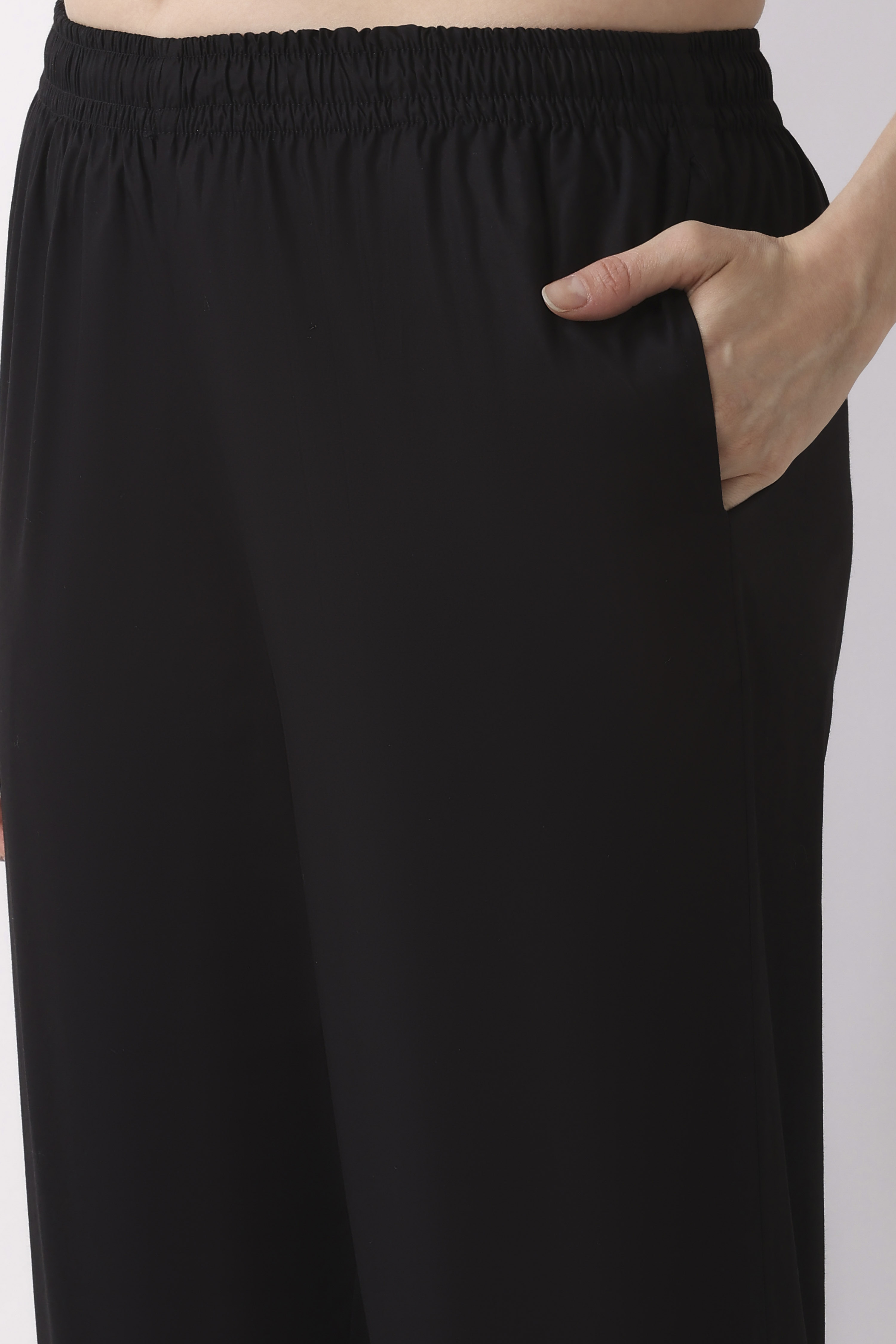 Black Cotton Slim Pants image number 1