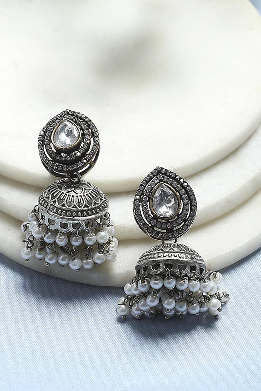 White Brass Jhumka image number 0