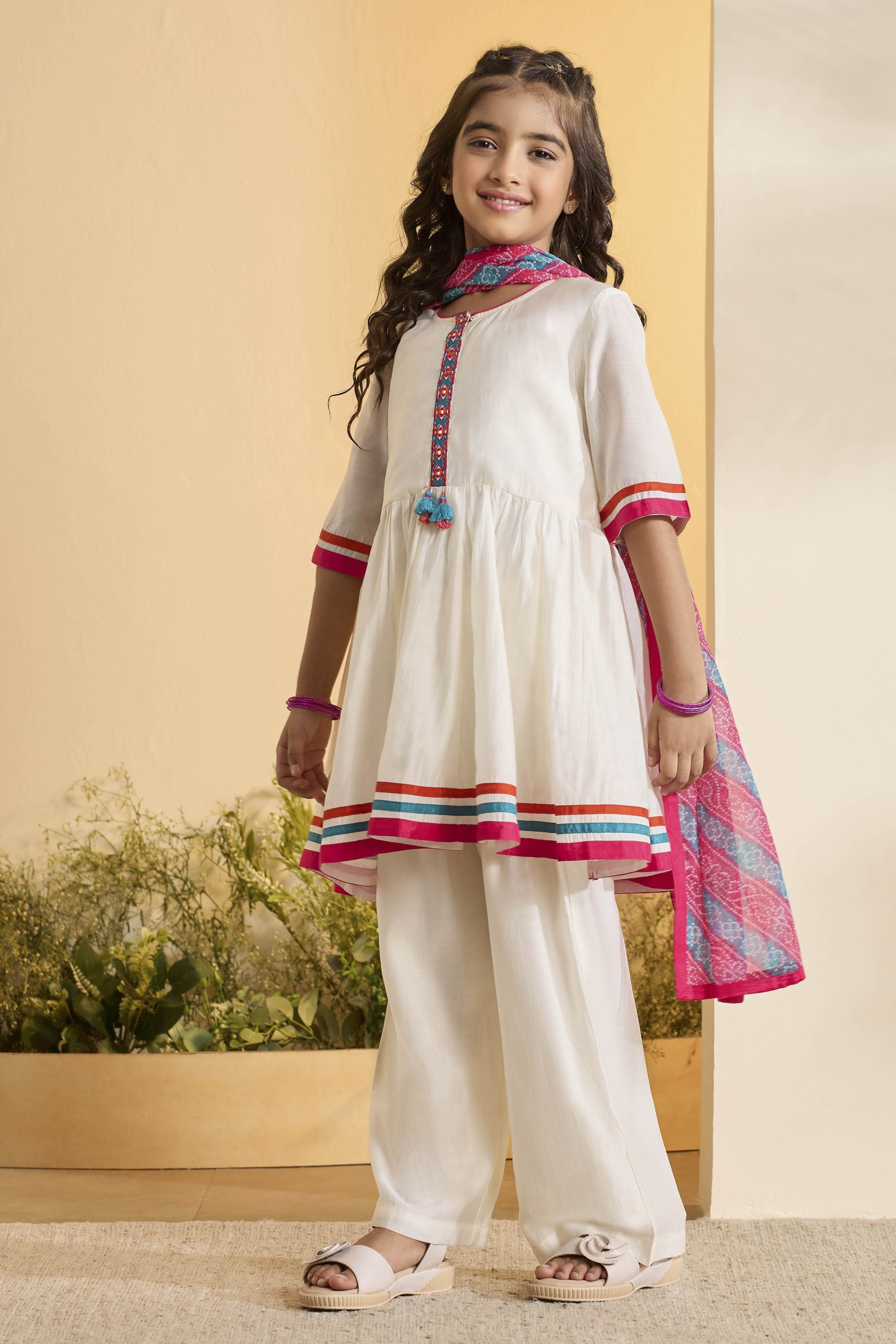 White Viscose Blend Peplum Kurta Set image number 3