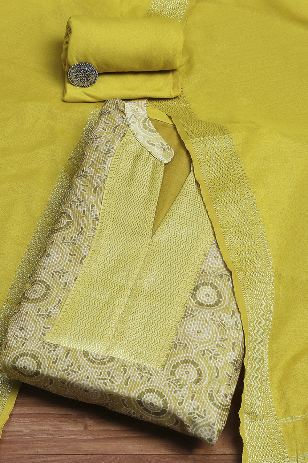 Orange Cotton Digital Print Unstitched Suit Set image number 0