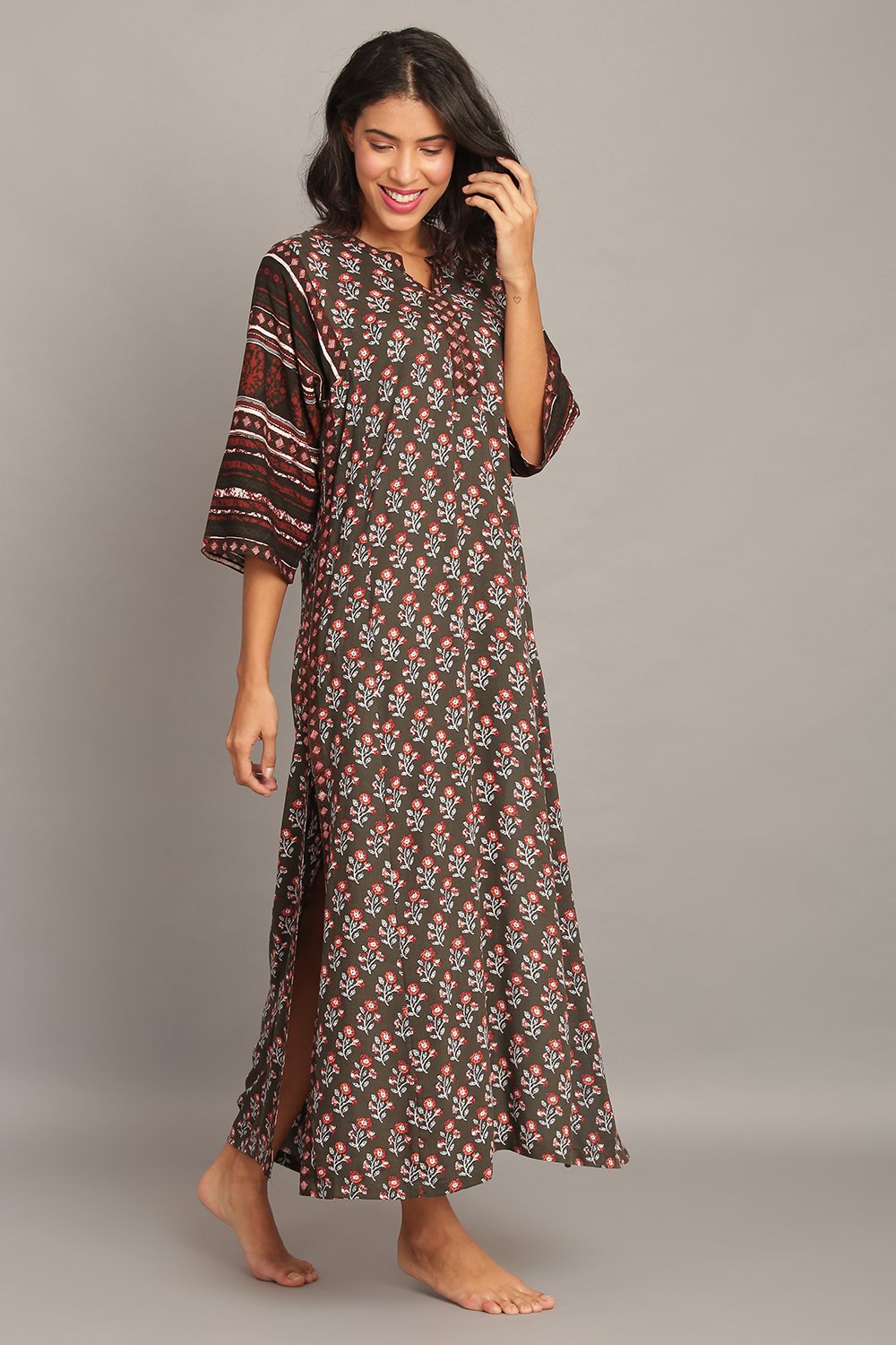 Blue Cotton Straight Printed Sleepwear image number 3