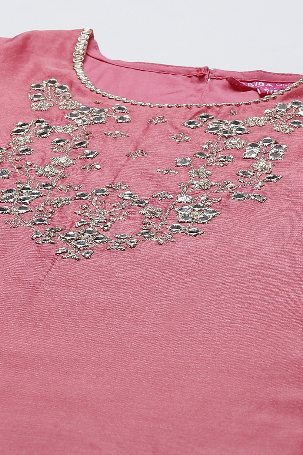 Pink Poly Cotton Girls Straight  Kurta Palazzo Suit Set image number 1