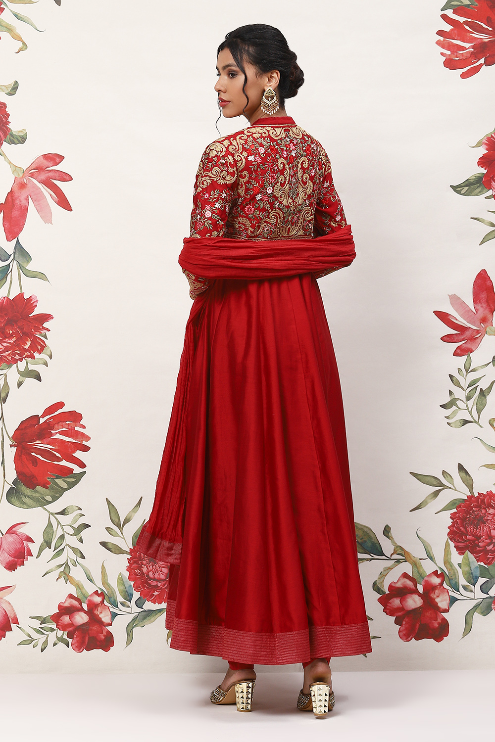 Mustard Cotton Blend Anarkali Kurta Suit Set image number 5