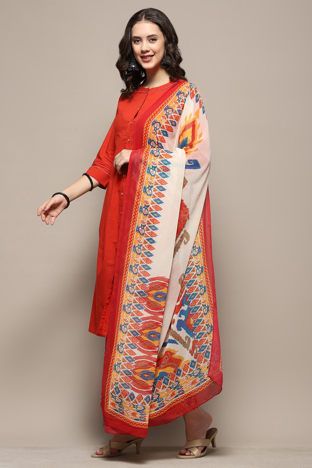 Charcoal Grey Cotton Pleated Kalidar Suit Set image number 5