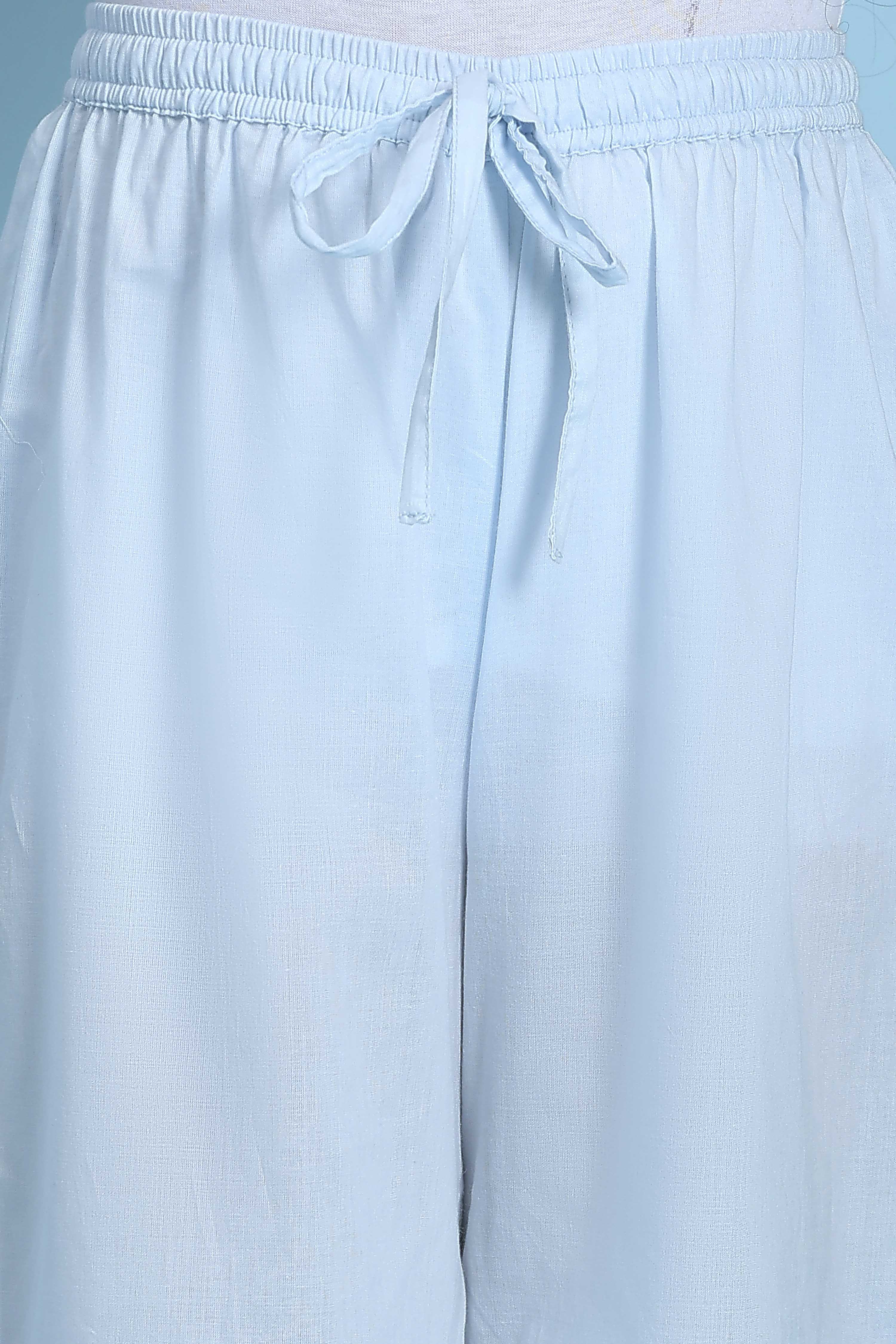 Blue Cotton Printed Anarkali Suit Set image number 2