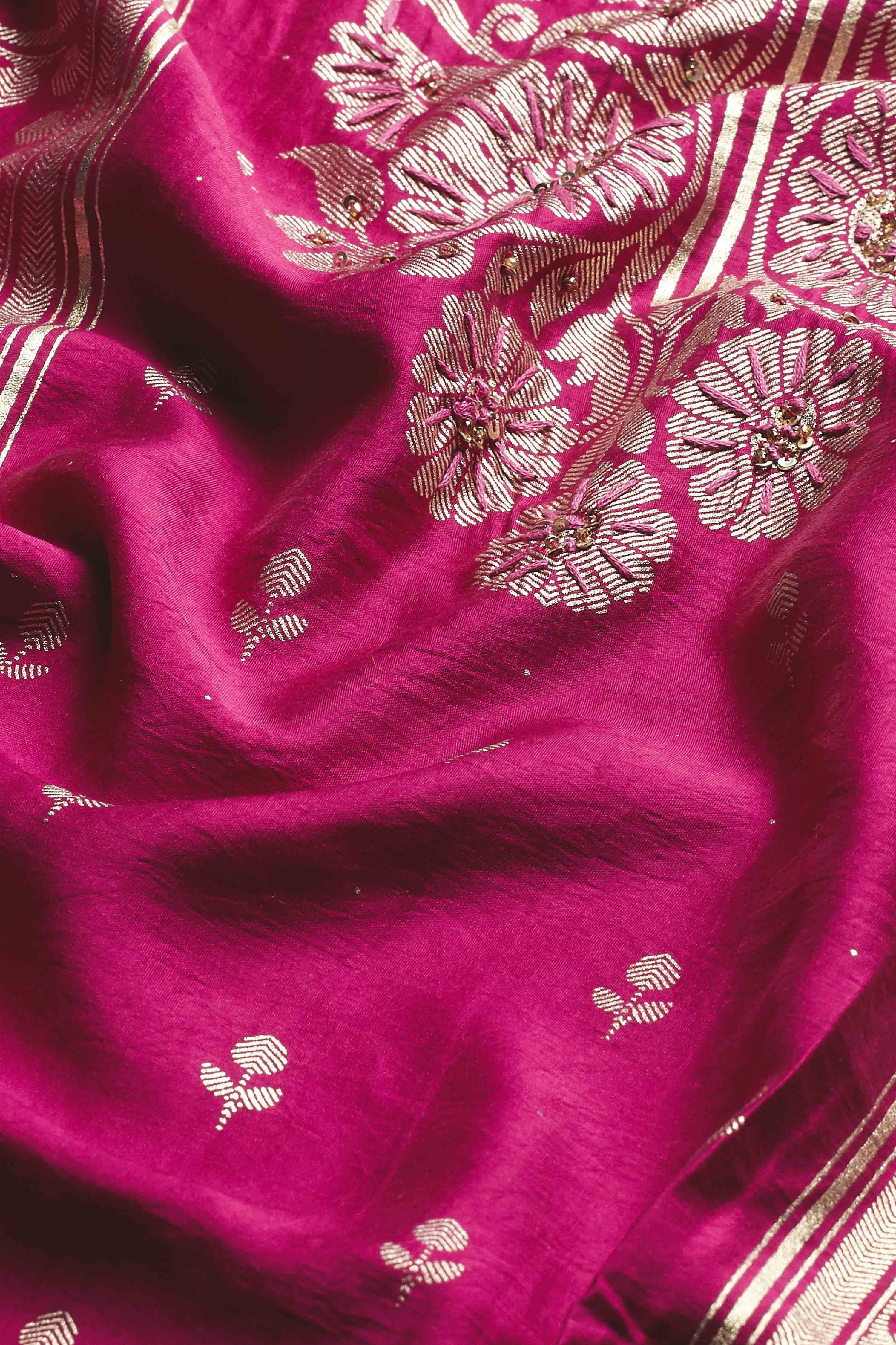 Magenta Pink Viscose Blend Straight Suit Set image number 3